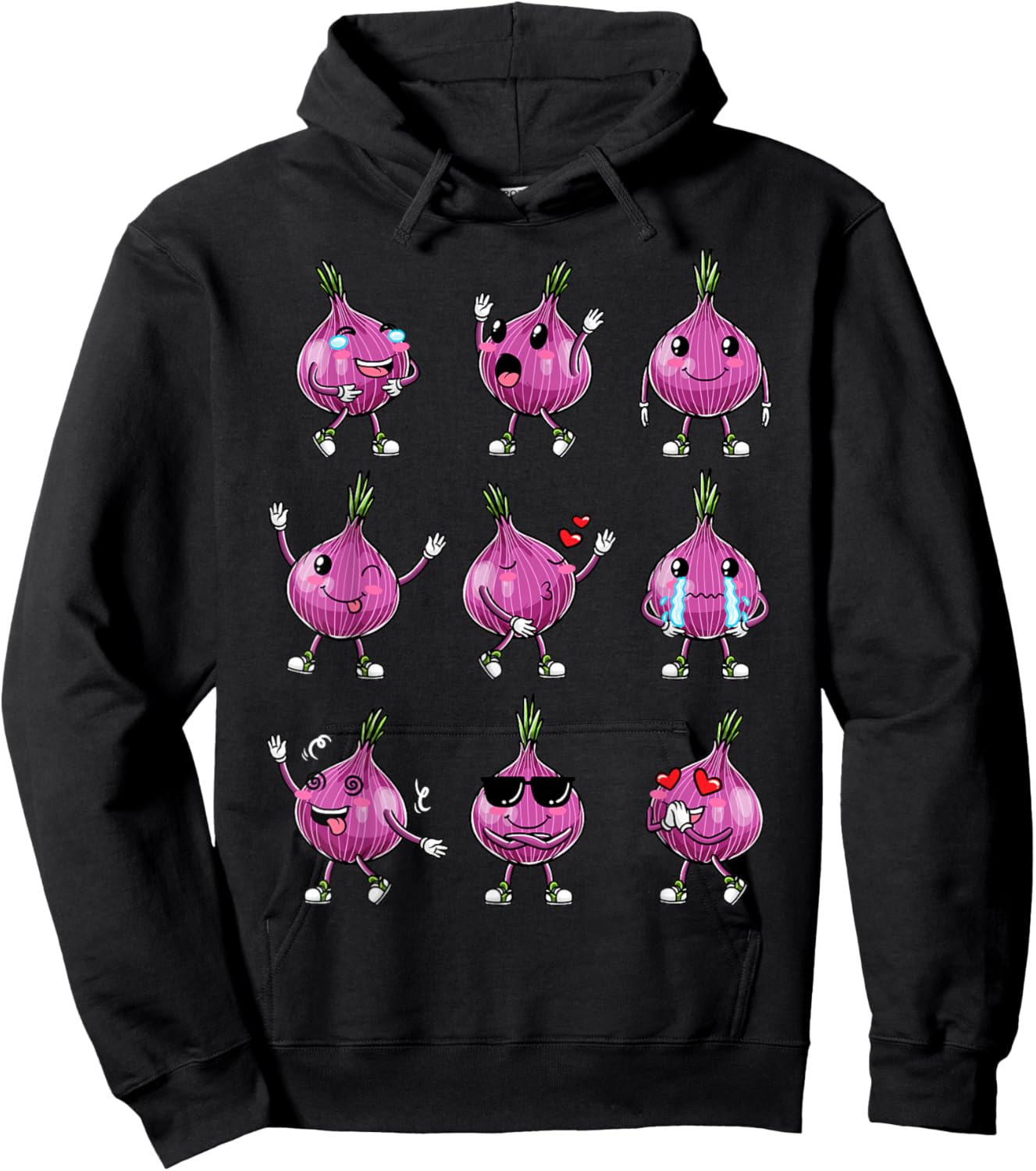 Red Funny Onion Hoodie - Hoodie | Black