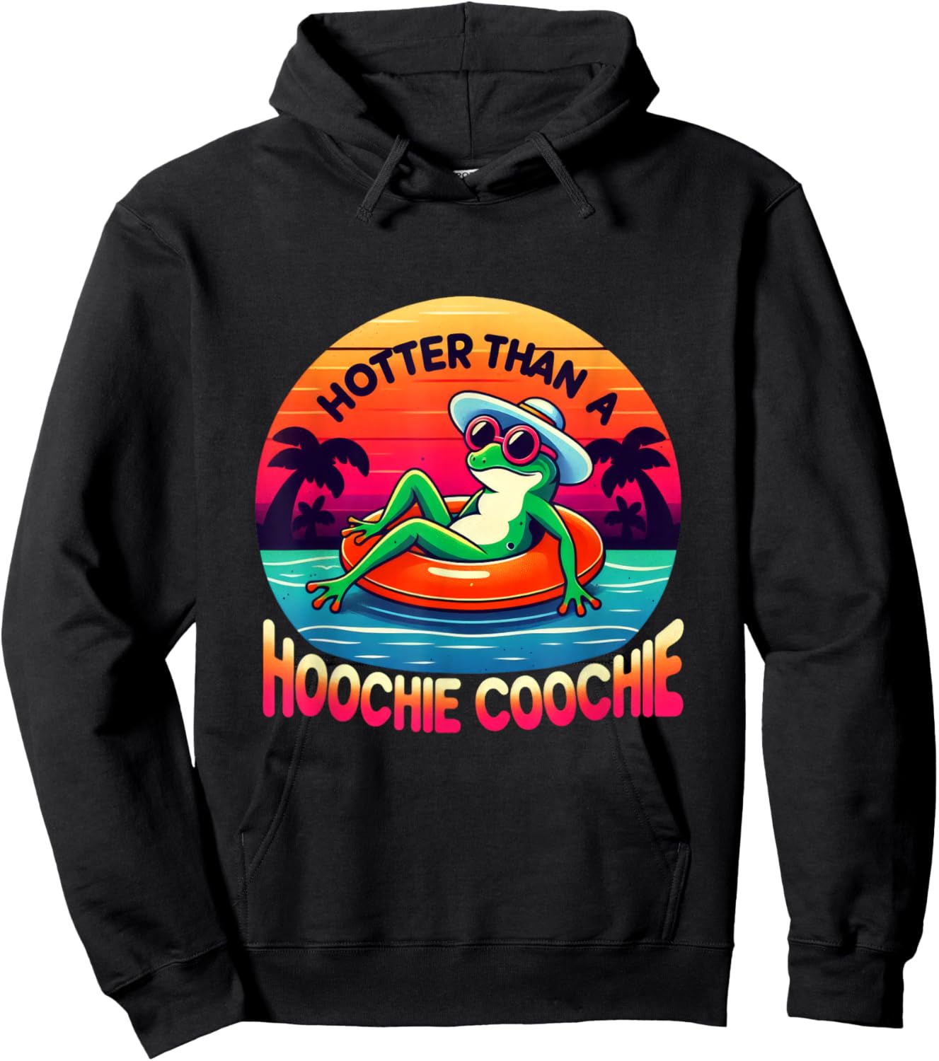 Retro Country Music Fans Hotter Than A Hoochie Coochie Frog Hoodie - Hoodie | Black