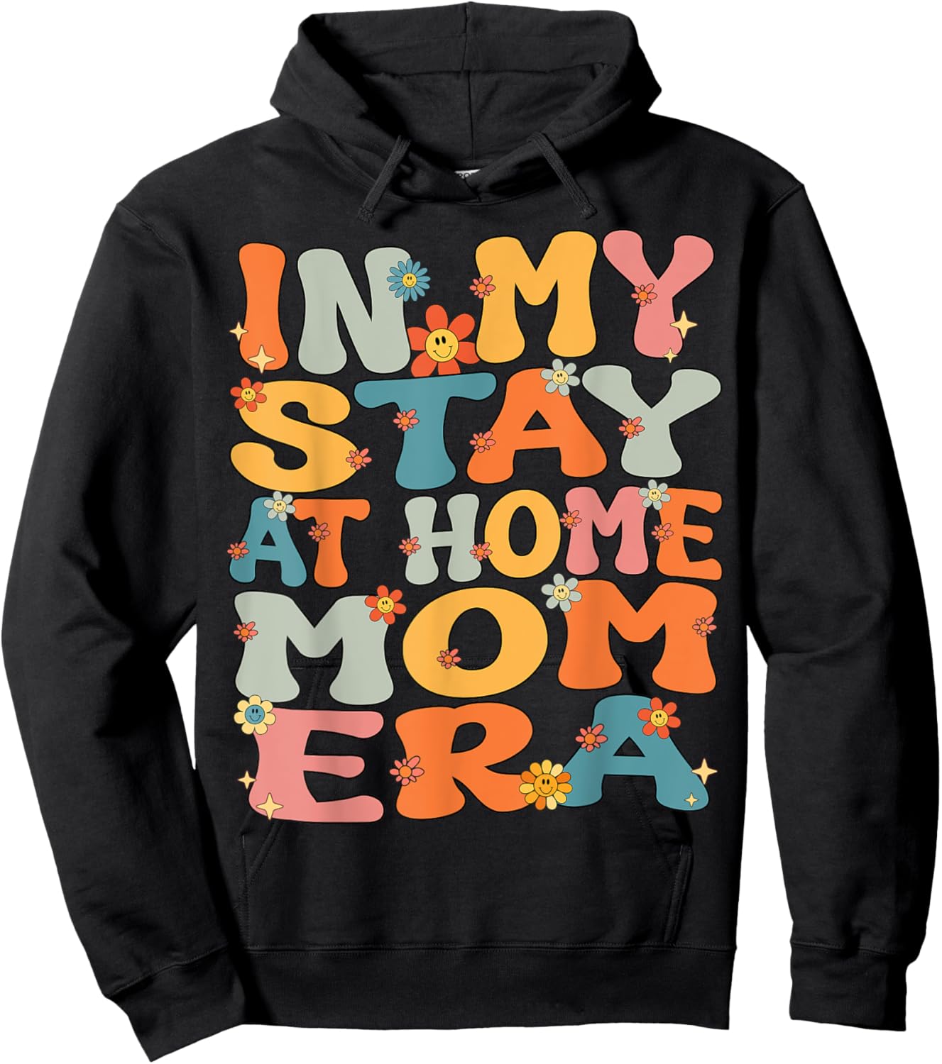 In My Stay At Home Mom Era Retro Groovy Stay At Home Mom Hoodie - Hoodie | Black
