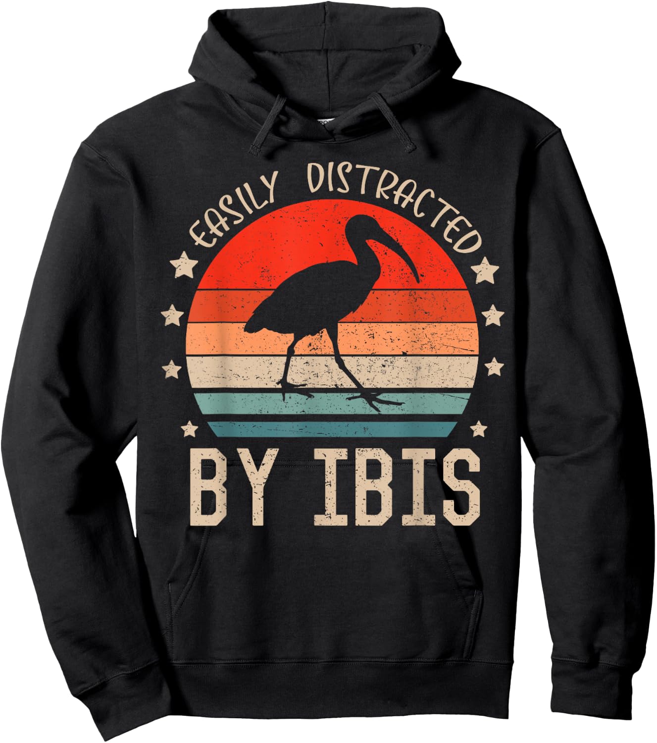 Easily Distracted By Ibis Retro Funny Birds Ibis Lover Hoodie - Hoodie | Black