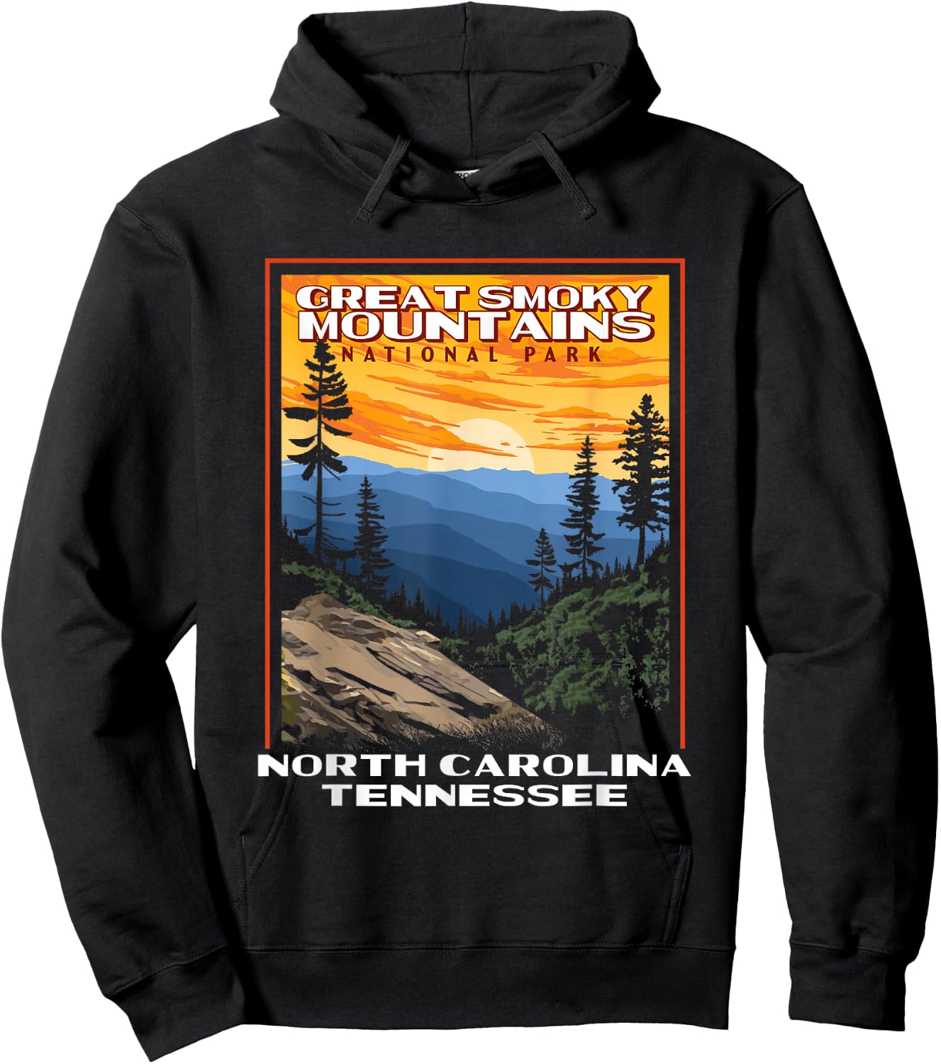Great Smoky Mountains Vintage WPA National Park Smokies Hoodie - Hoodie | Black
