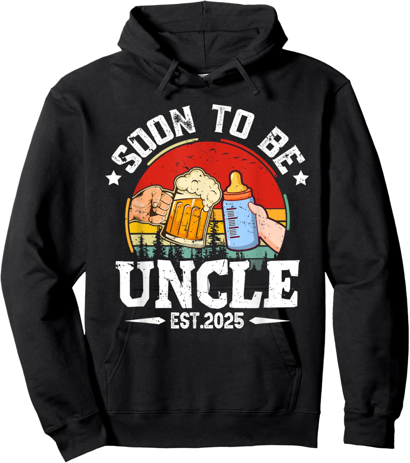 Soon To Be Uncle 2025 Retro Pregnancy Announcement Dad Hoodie - Hoodie | Black