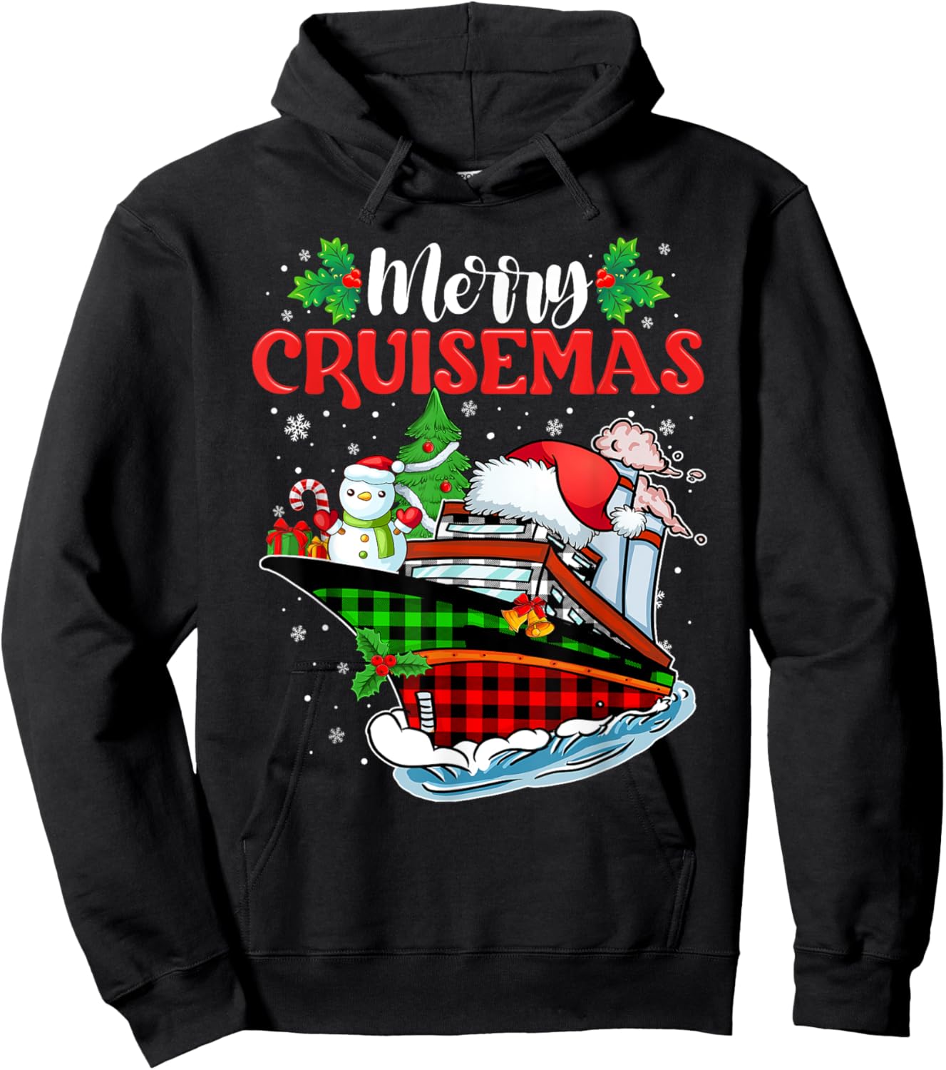 Merry Cruisemas 2025 Christmas Santa Reindeer Cruise Ship Hoodie - Hoodie | Black
