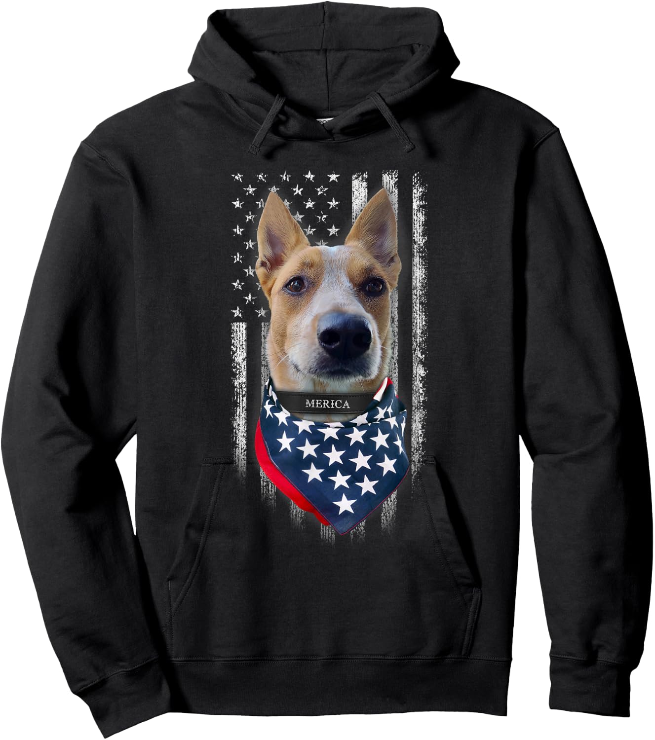 American Flag Red Heeler Dog Women Kids Men Hoodie - Hoodie | Black