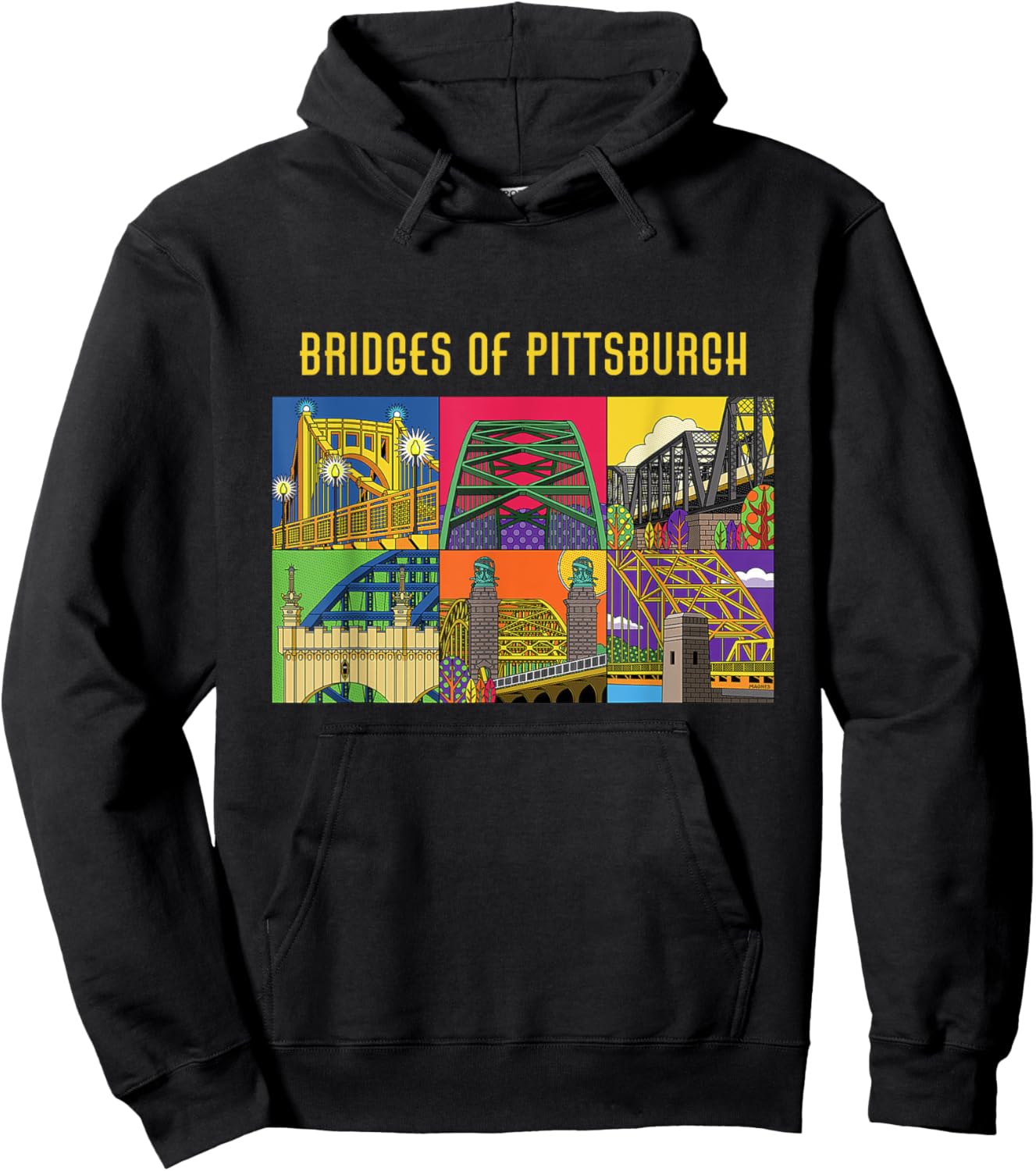 Vintage Retro Bridges Of Pittsburgh Pennsylvania Hoodie - Hoodie | Black