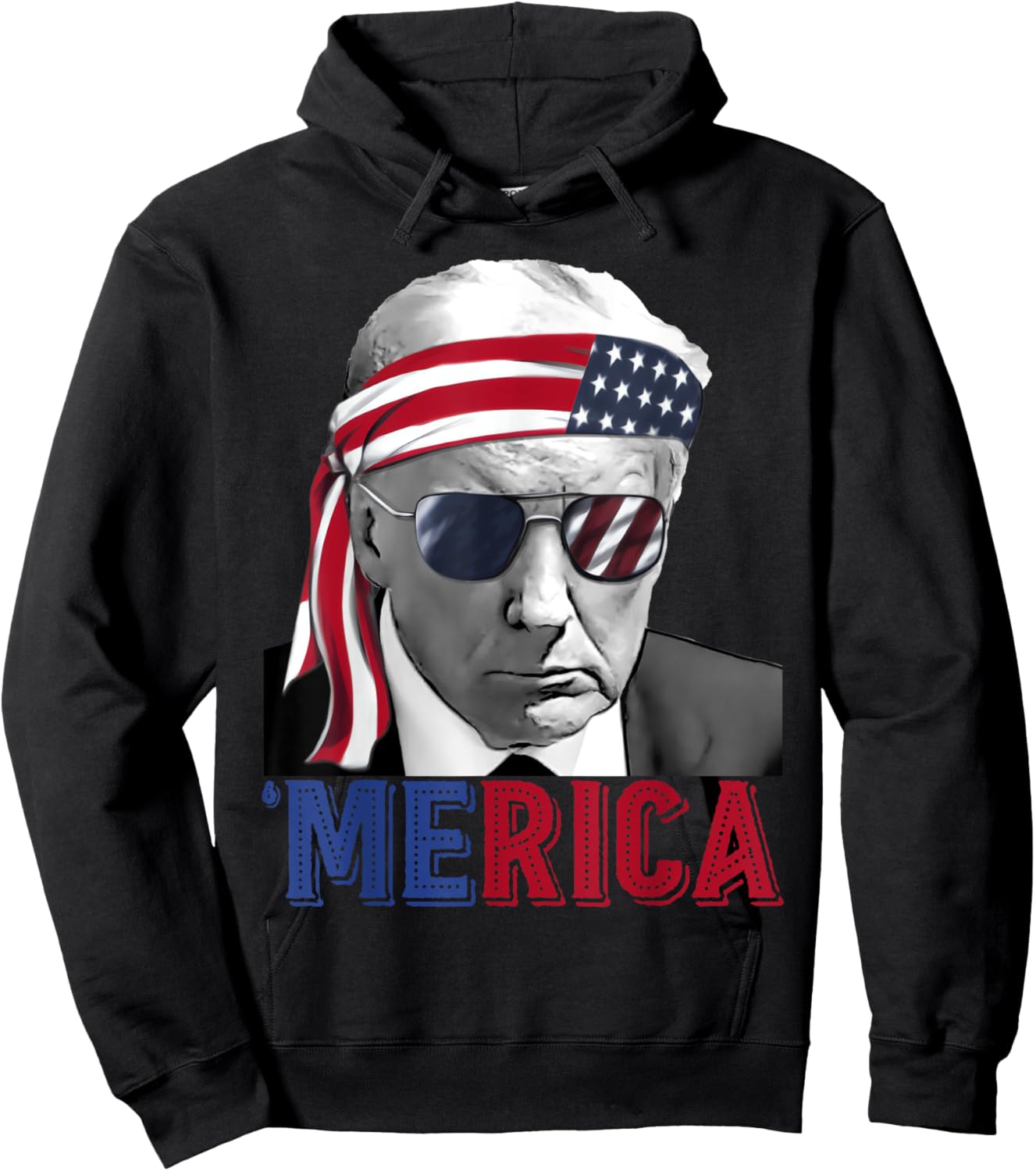 Happy 4th Of July 'MERICA TRUMP American Flag USA Women Girls Kids Men Hoodie - Hoodie | Black