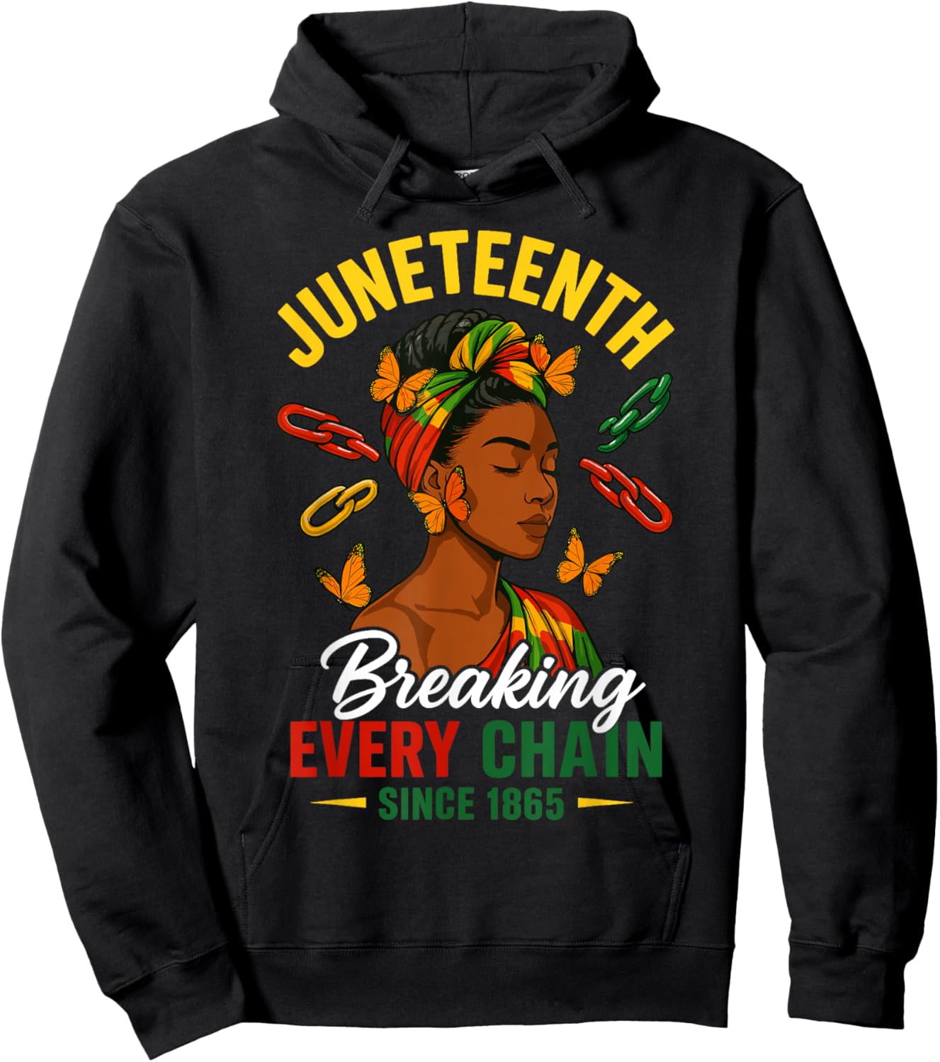 Juneteenth Breaking Every Chain Yellow 1865 Juneteenth Women Hoodie - Hoodie | Black