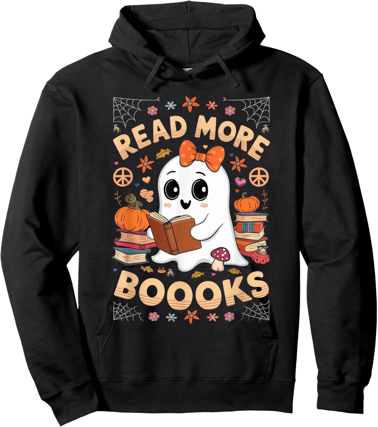 Read More Books Boo Ghost Halloween Reading Books Teacher Hoodie - Hoodie | Black