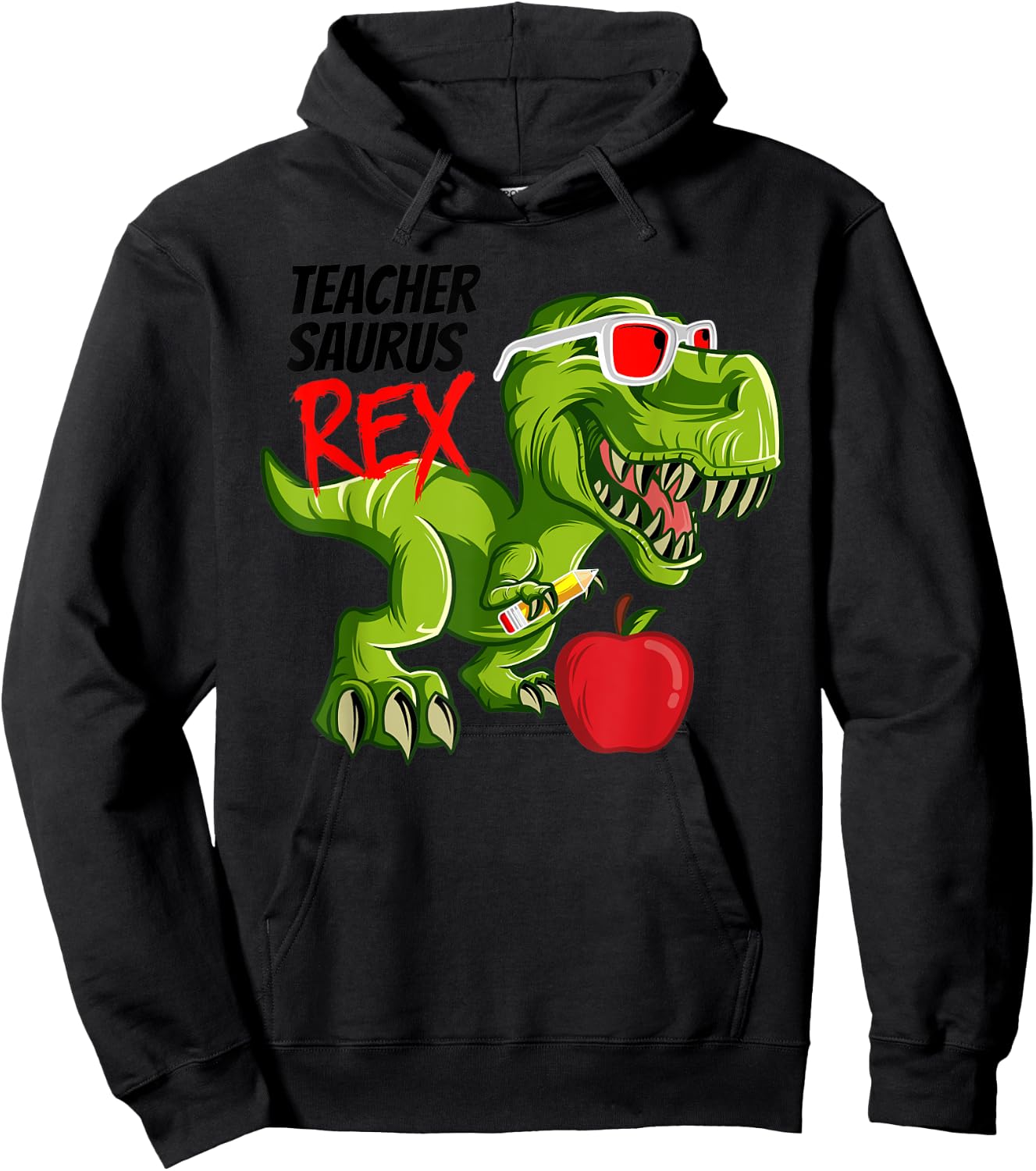 Teachersaurus Rex Teacher Dinosaur Back to School Dino Gift Hoodie - Hoodie | Black