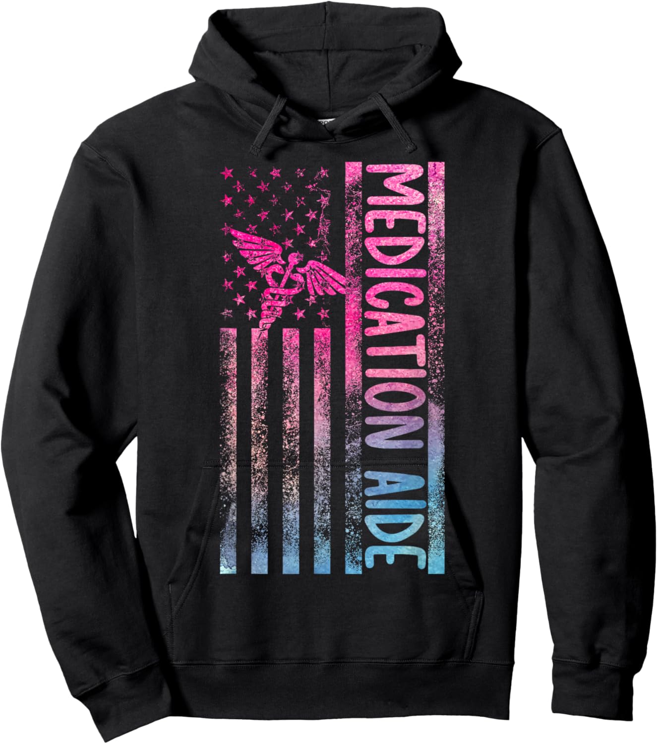 Medication Aide American Flag Med Aide Medication Aides Hoodie - Hoodie | Black