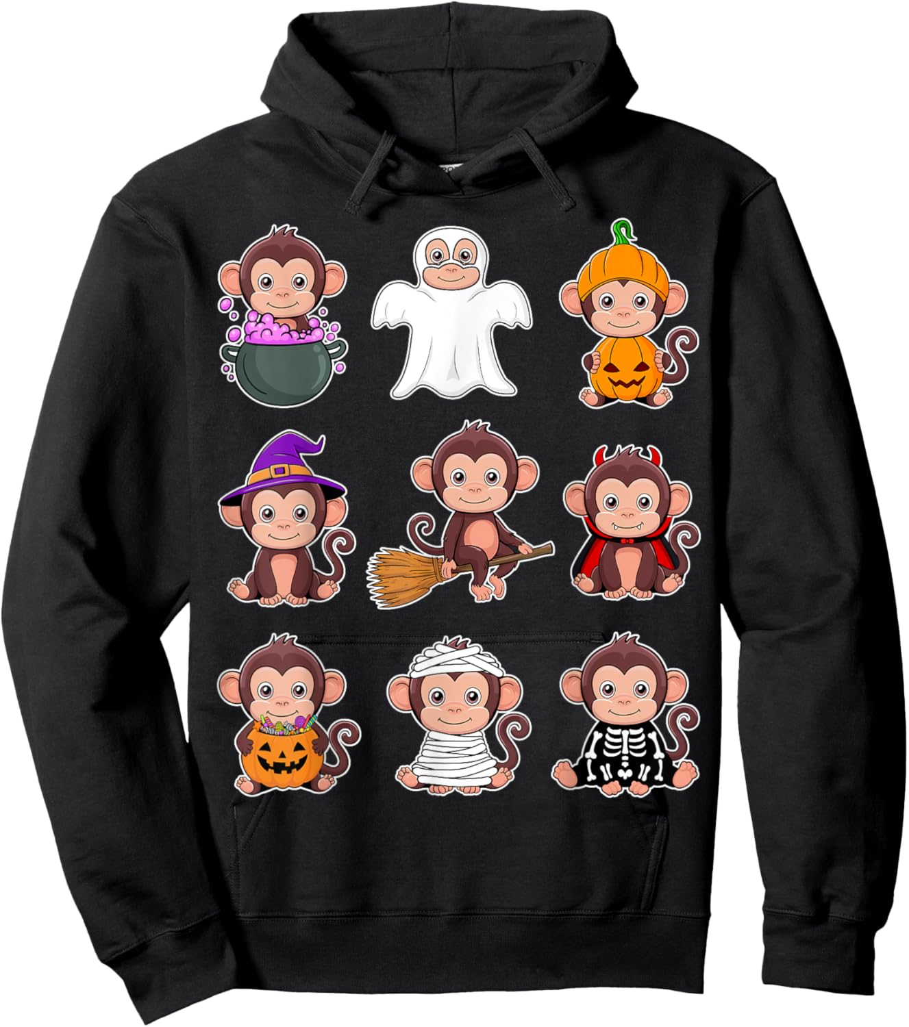 Monkey Halloween Costume Spooky Ghost Monkey Halloween Hoodie - Hoodie | Black