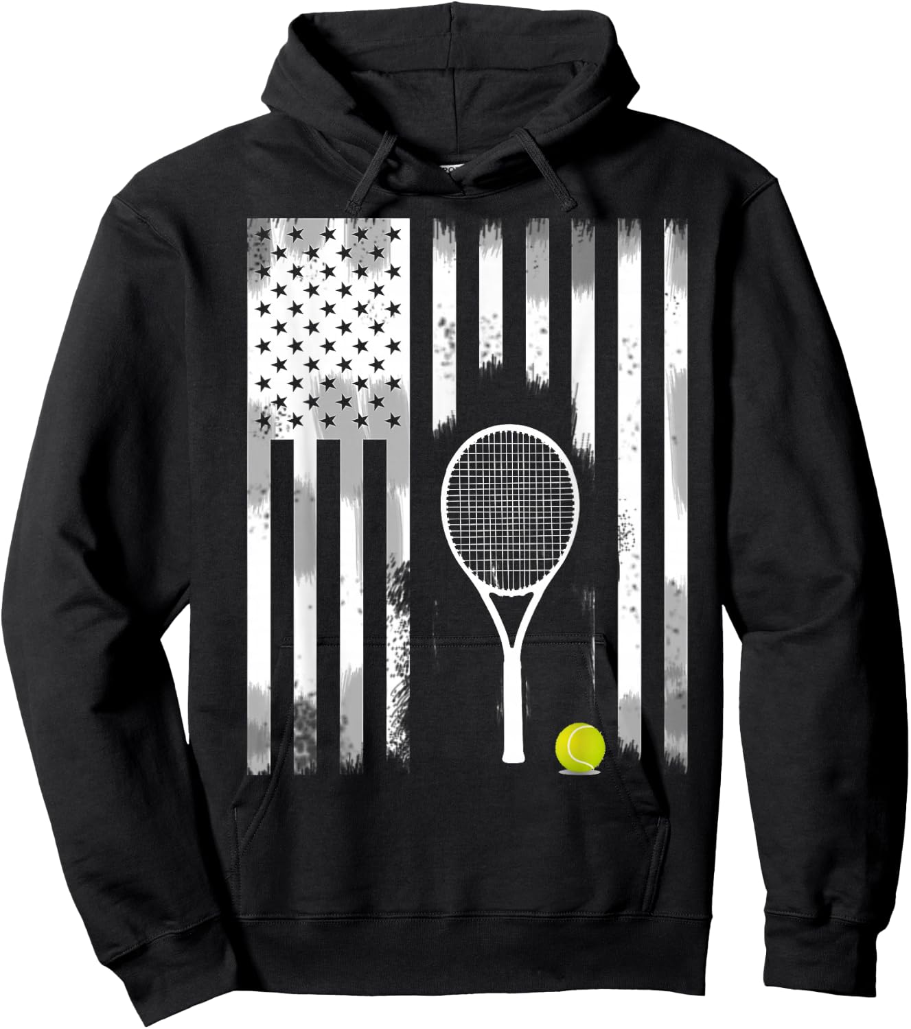 Tennis American Flag USA America Tennis Open Patriot Hoodie - Hoodie | Black