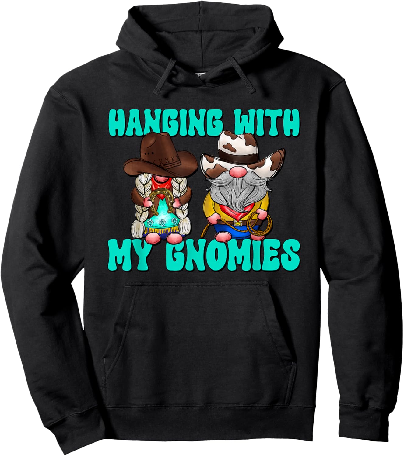 Western Cowboy And Cowgirl Gnome Hanging With My Gnomies Hoodie - Hoodie | Black