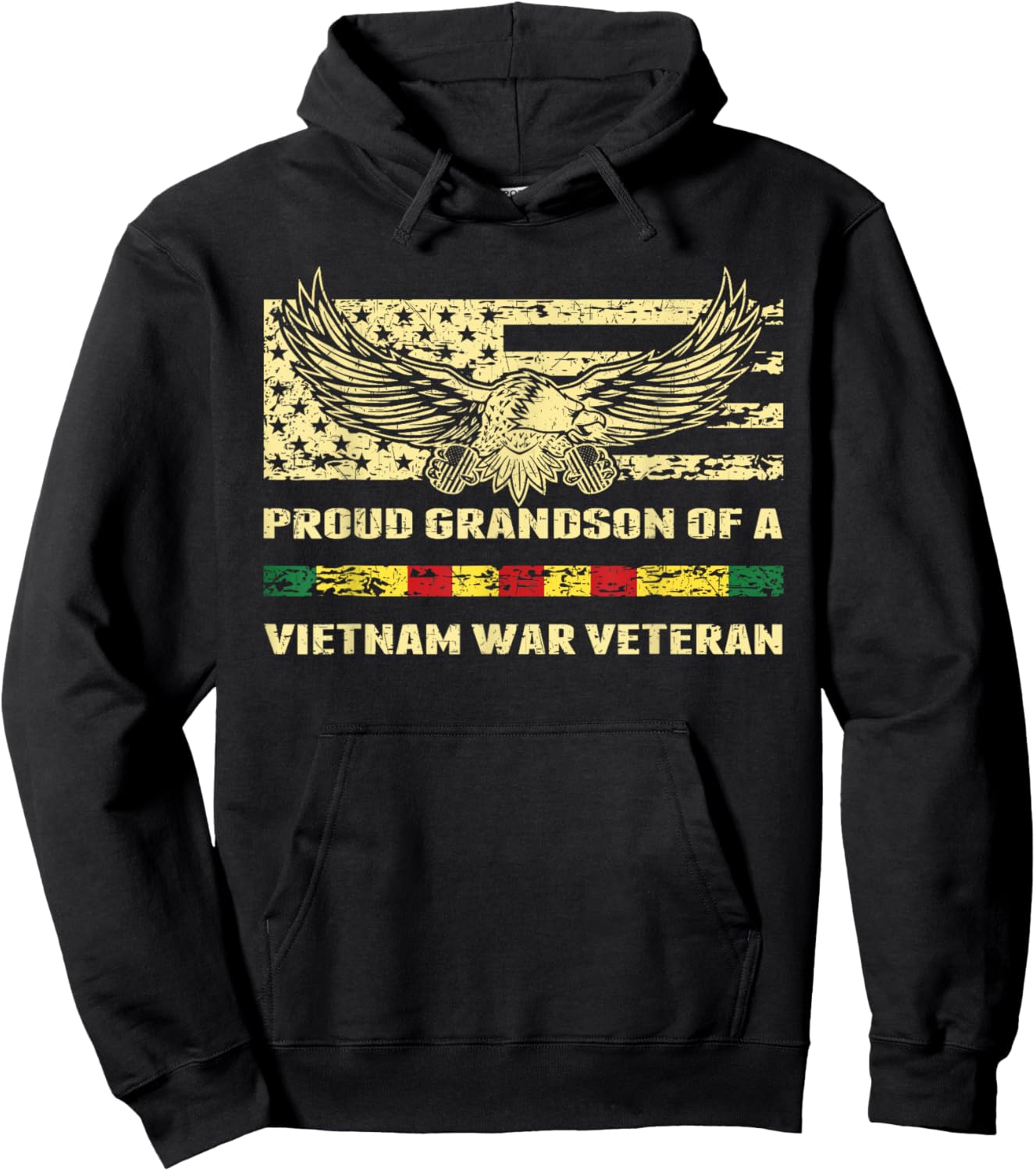 Proud Grandson Of A Vietnam Veteran Military Vets Family Hoodie - Hoodie | Black