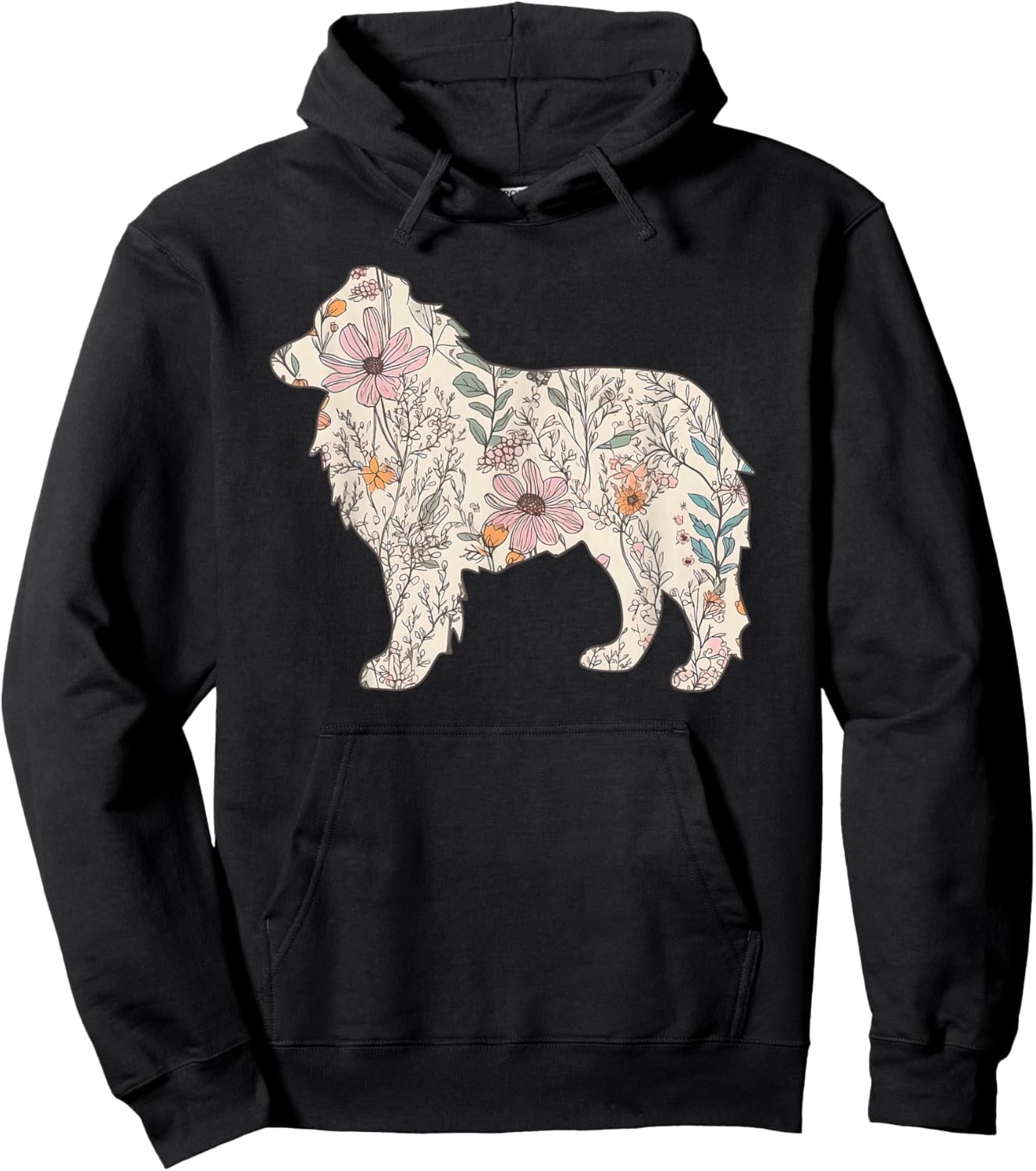 Wildflowers Australian Shepherd, Aussie Dog Mom Mother's Day Hoodie - Hoodie | Black