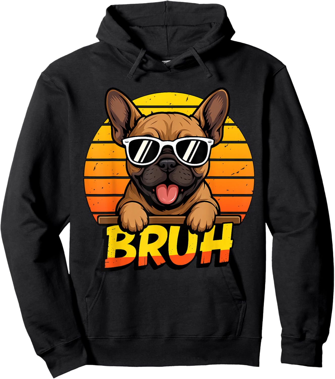 Cool French Bulldog Puppy Bruh Meme Funny Dog Lover Hoodie - Hoodie | Black