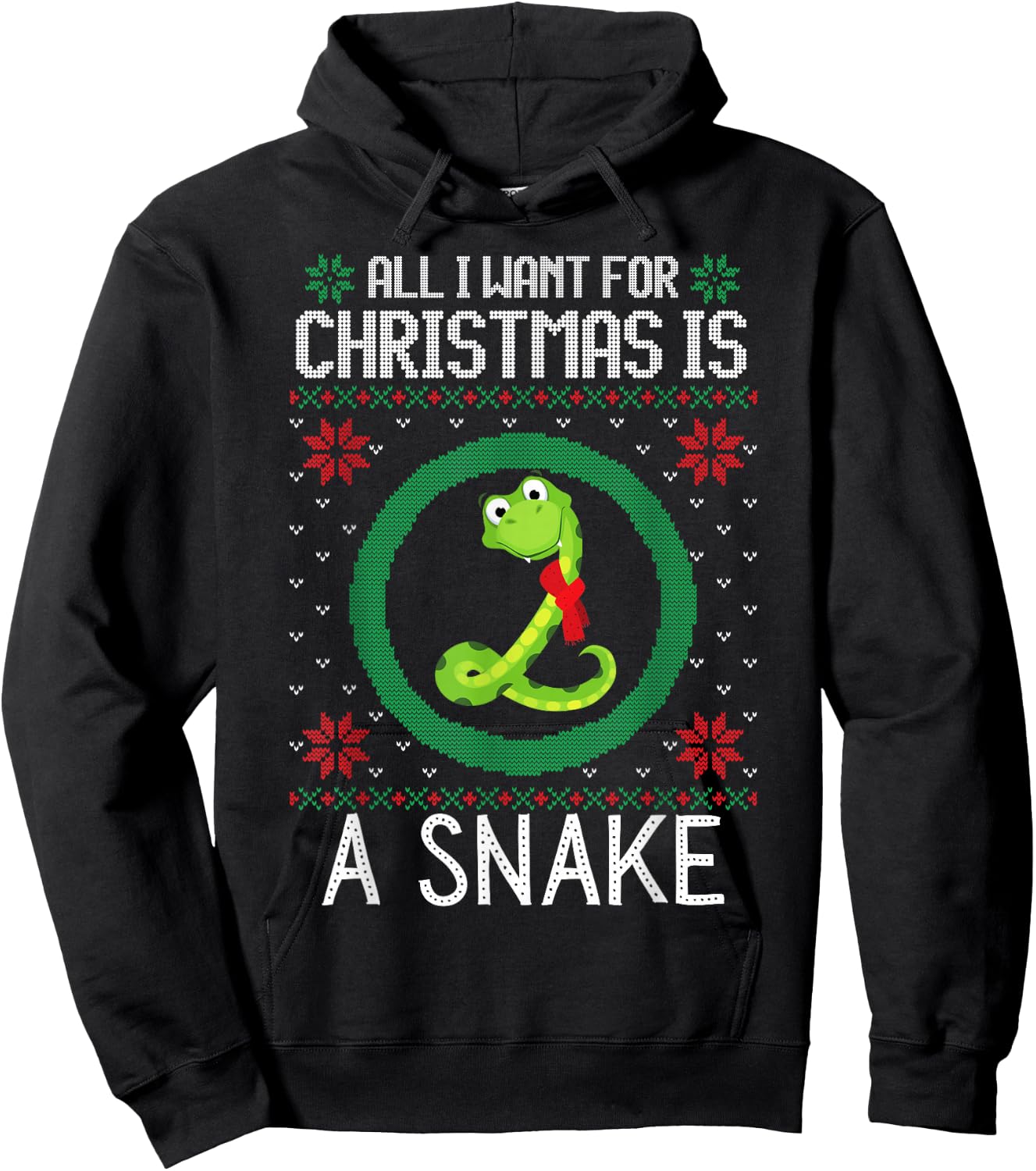 All I Want for Christmas is A Snake Funny Xmas Sweater Retro Hoodie - Hoodie | Black