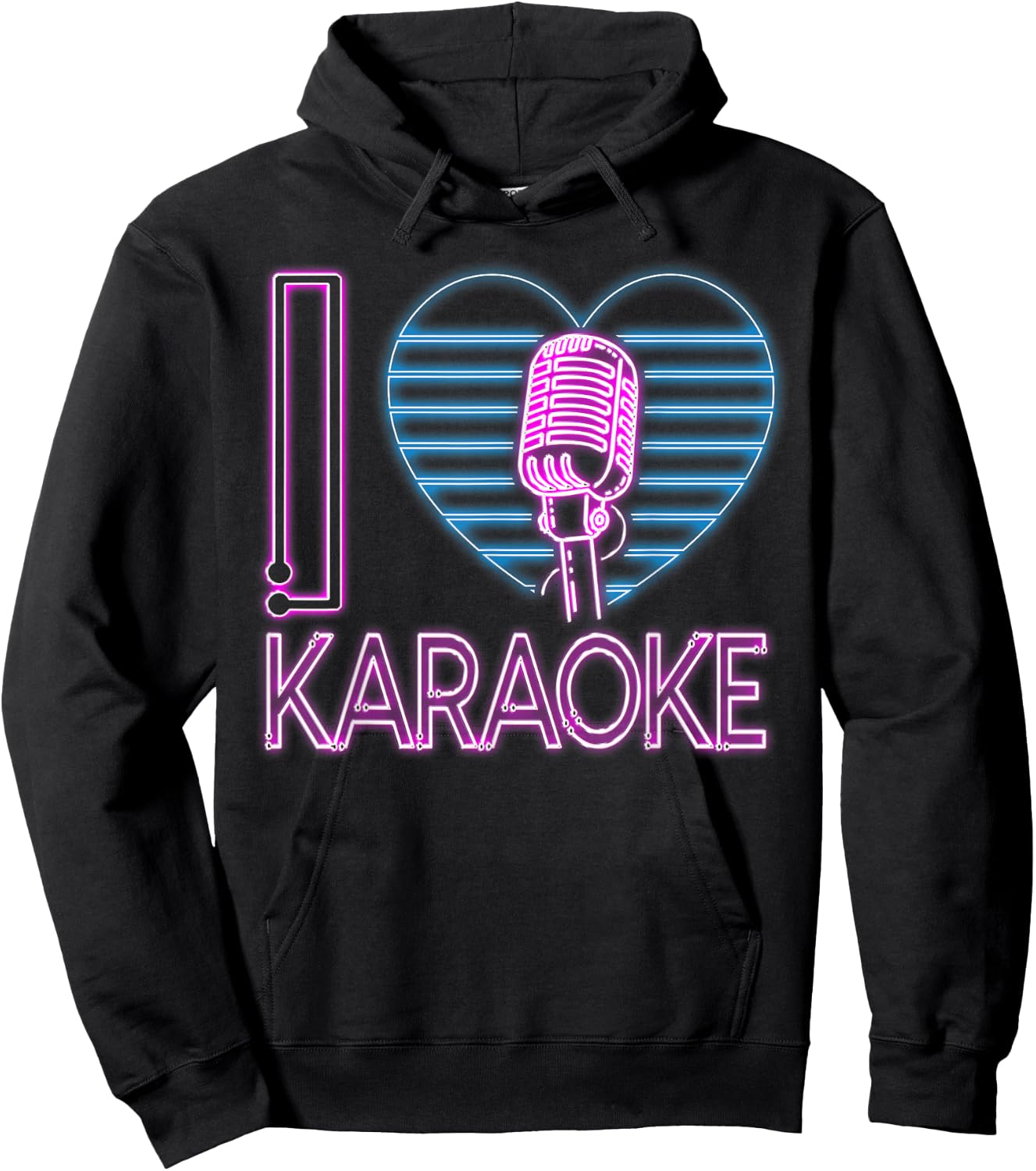 Karaoke Singer Heart 80s Retro I Love Karaoke Hoodie - Hoodie | Black