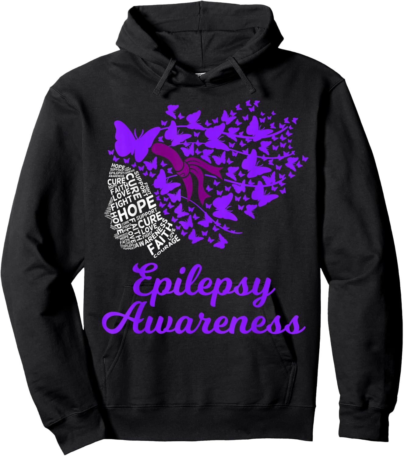 Epilepsy Awareness Day Epilepsy Butterfly Hoodie - Hoodie | Black