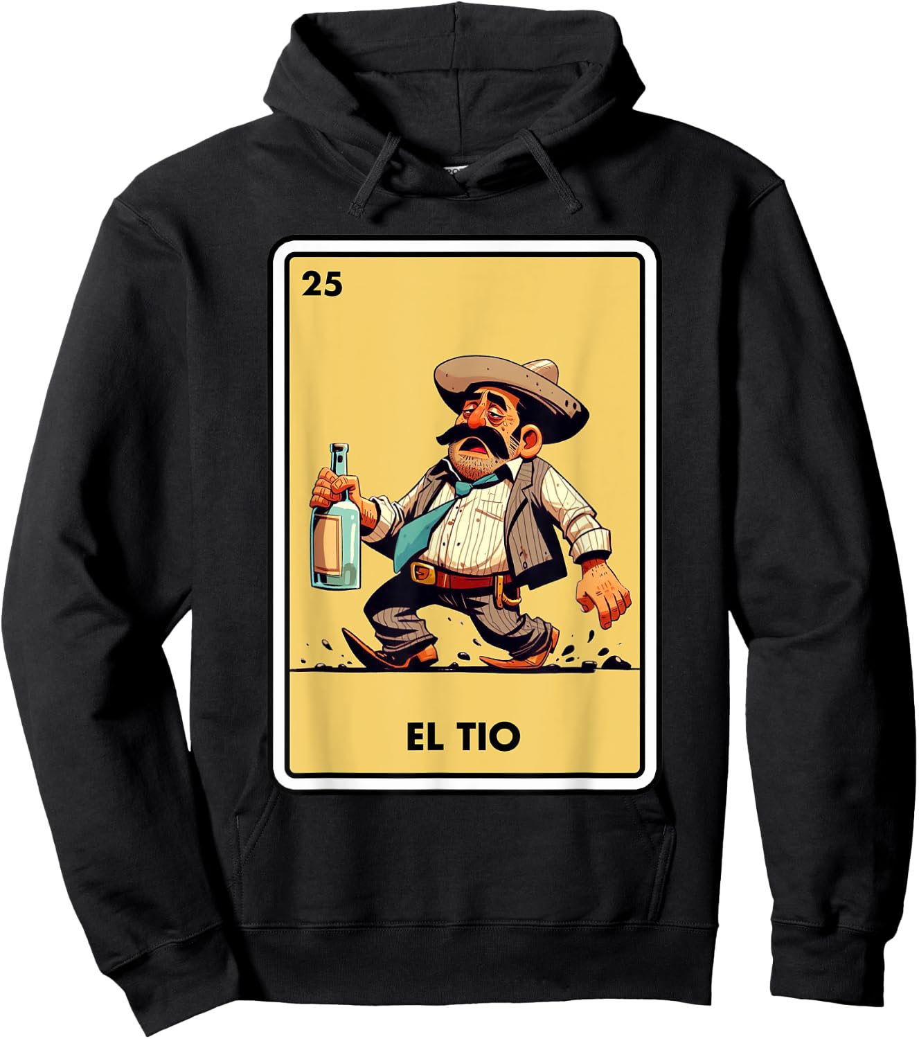 Mexican Uncle Drinking Lover Tio El Tio Mexican Bingo Card Hoodie - Hoodie | Black