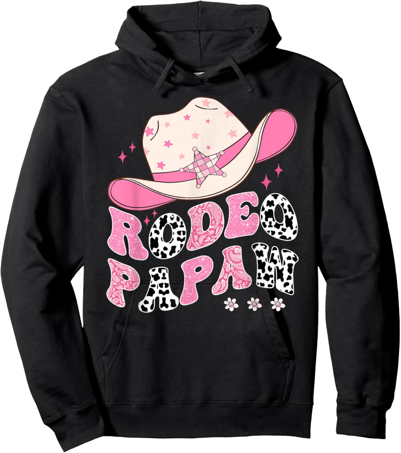 Rodeo Papaw Pink CowGirl 1St Birthday Family Matching Hoodie - Hoodie | Black