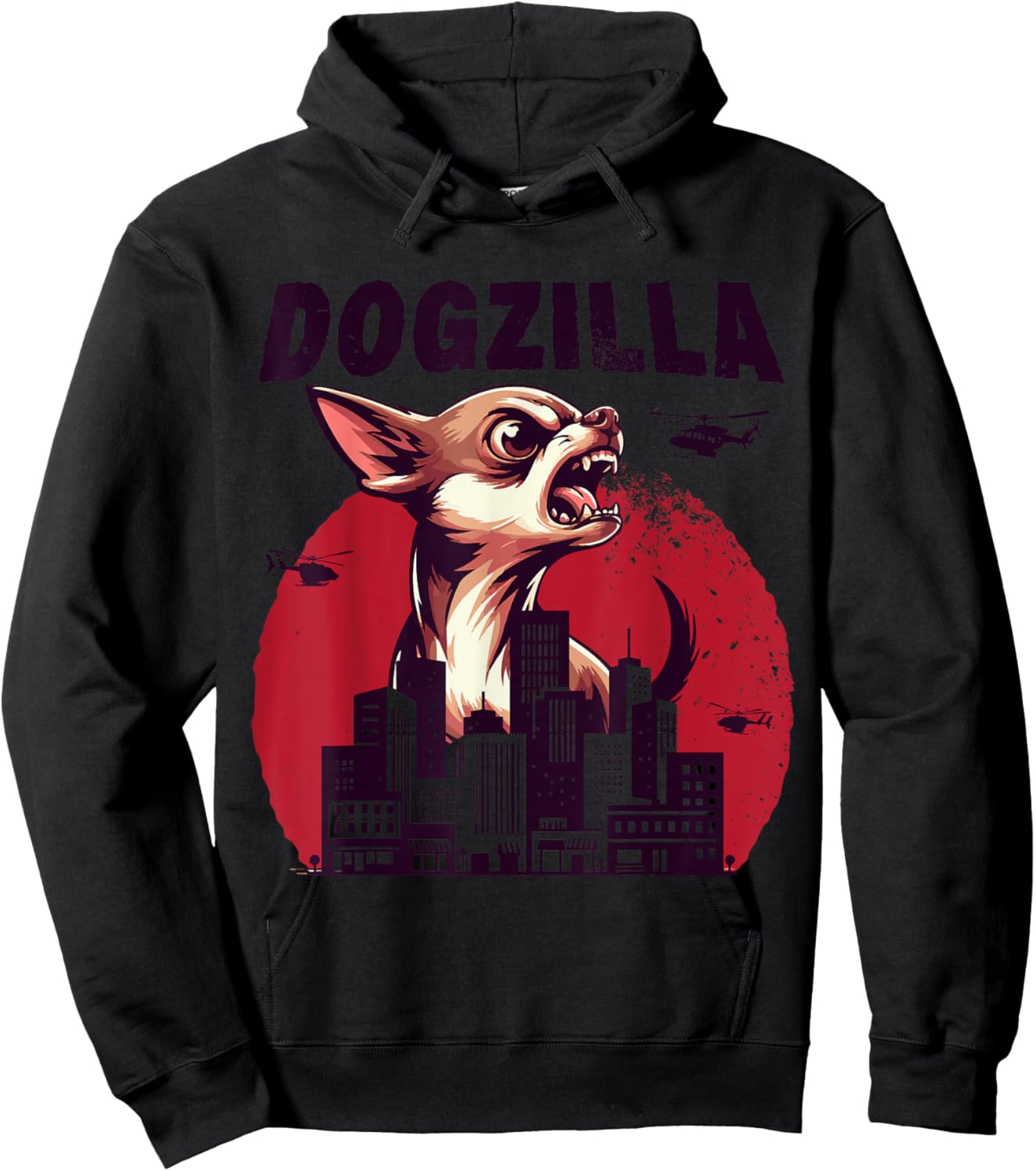 Dogzilla Funny Giant Chihuahua Doggo Cute Dog in City Hoodie - Hoodie | Black