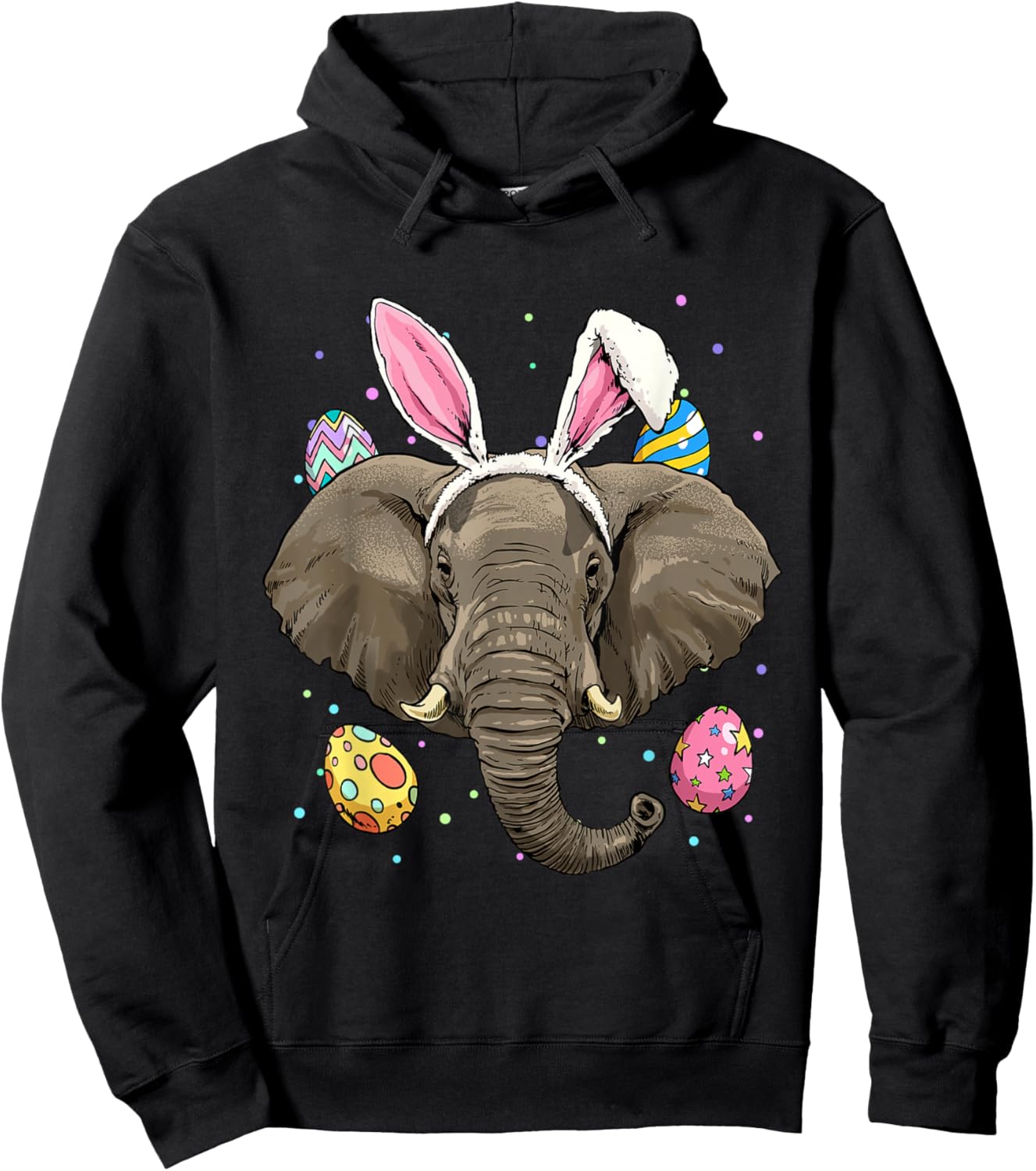 Easter Bunny Elephant Shirt Egg Hunt Animal Elephant Lover Hoodie - Hoodie | Black