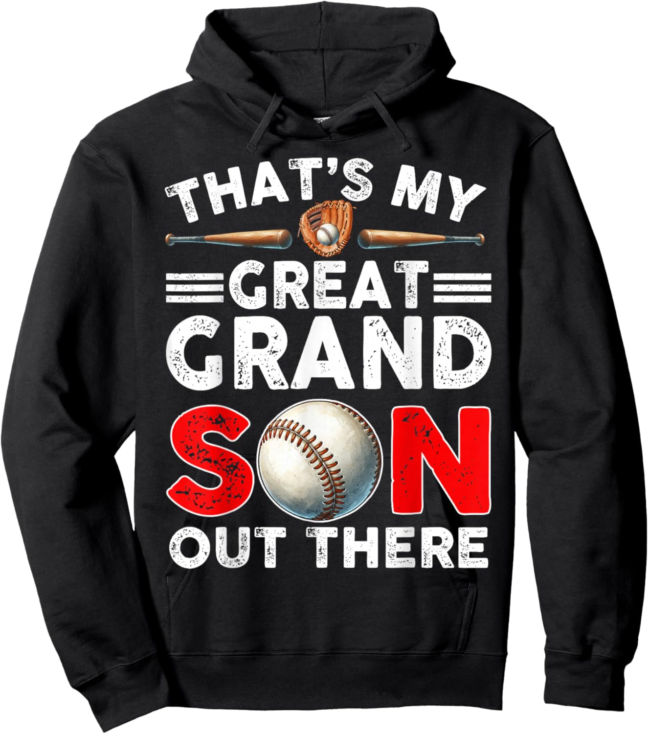 Vintage That's My Great Grandson Out There Baseball Hoodie - Hoodie | Black