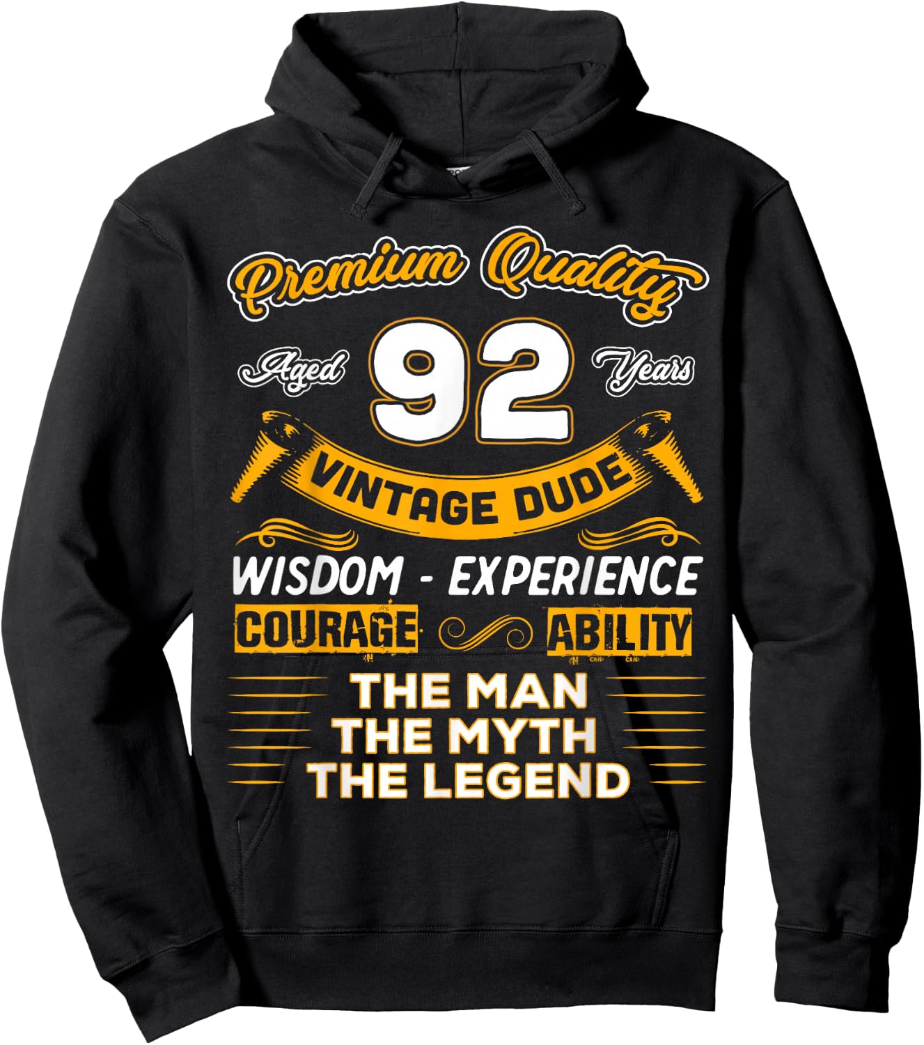 92nd Birthday Gifts The Man Myth Legend 92 Years Old D4 Hoodie - Hoodie | Black