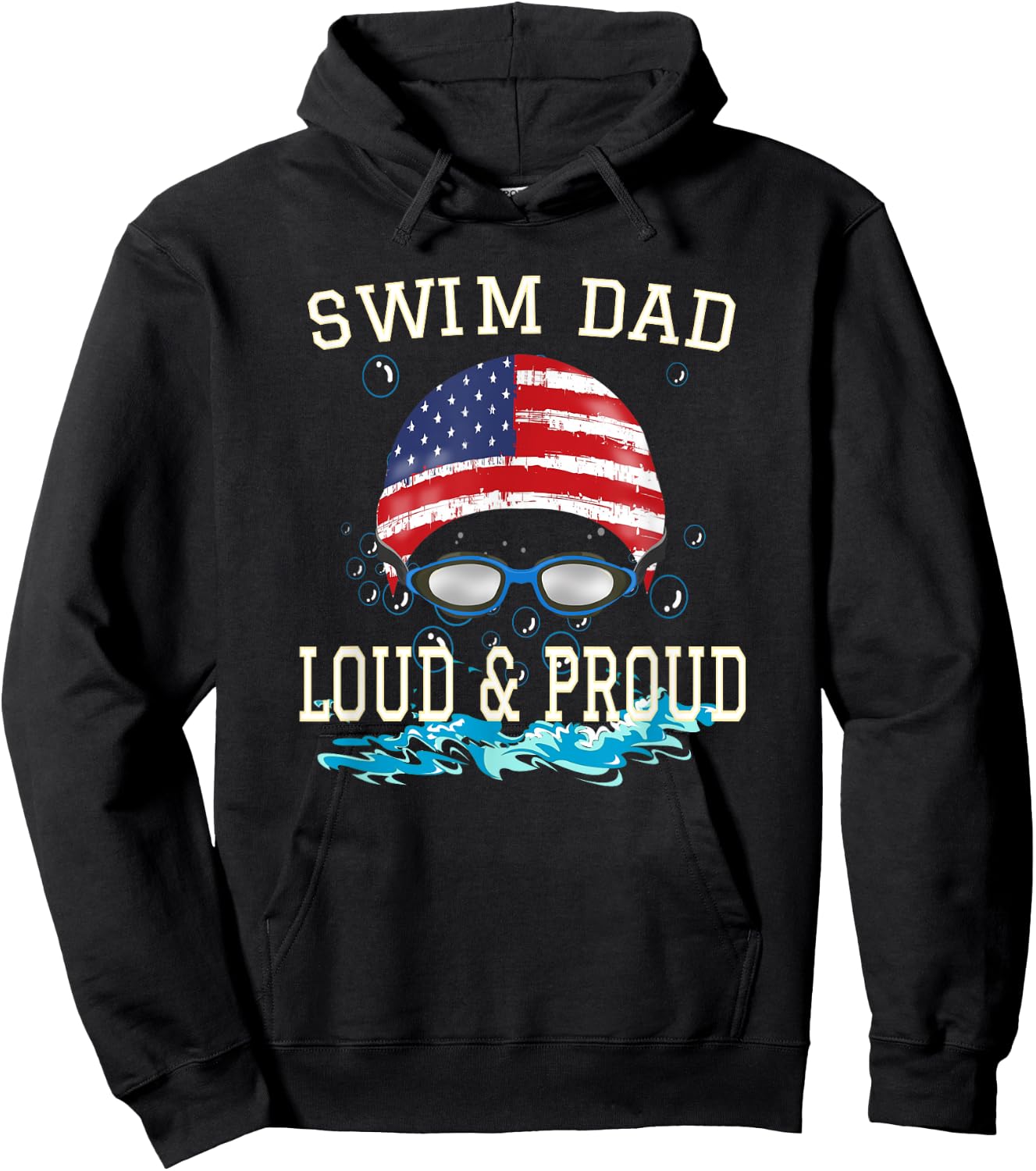 Swim Dad T shirt Funny Swimming Swimmer Cheer Dad Gift Hoodie - Hoodie | Black
