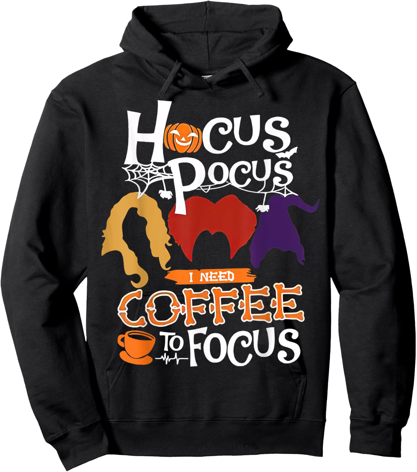 Hocus Pocus I Need Coffee to Focus Halloween Hoodie - Hoodie | Black