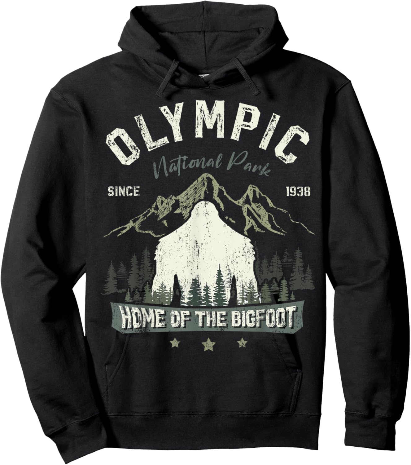 Olympic National Park Bigfoot Sasquatch Washington State Hoodie - Hoodie | Black
