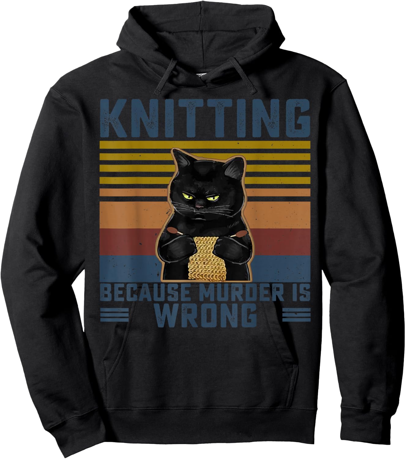 Knitting Because Murder is Wrong Knitting Lover Knitter Small Hoodie - Hoodie | Black