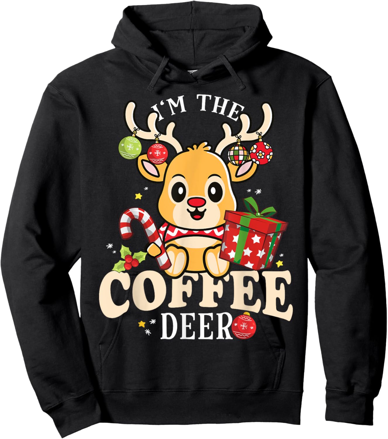 I'm The Coffee Reindeer Christmas Family Pajama Hoodie - Hoodie | Black