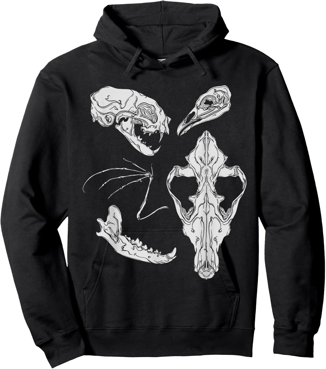 Gothic Horror | Witch Wicca | Vulture Culture | Animal Bone Hoodie - Hoodie | Black