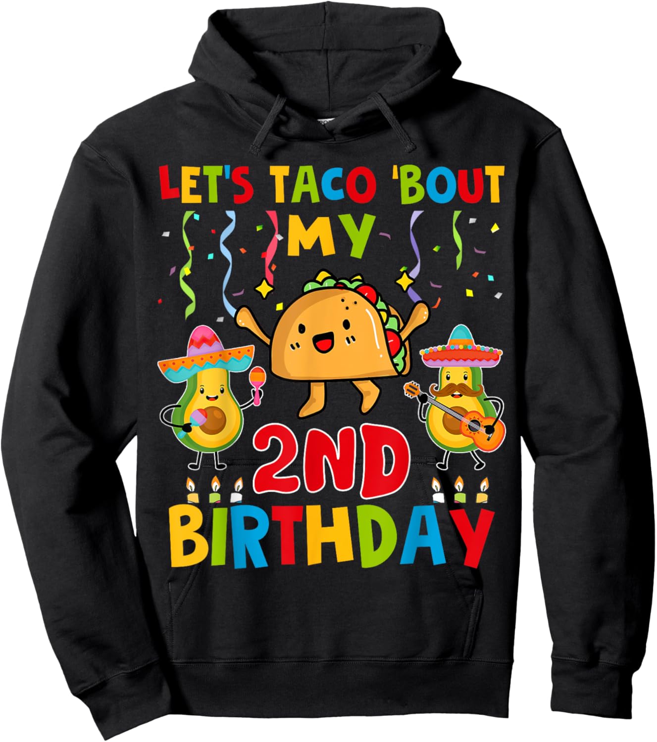 Cinco De Mayo Let's Taco Bout My 2nd Birthday Toddler Kids Hoodie - Hoodie | Black