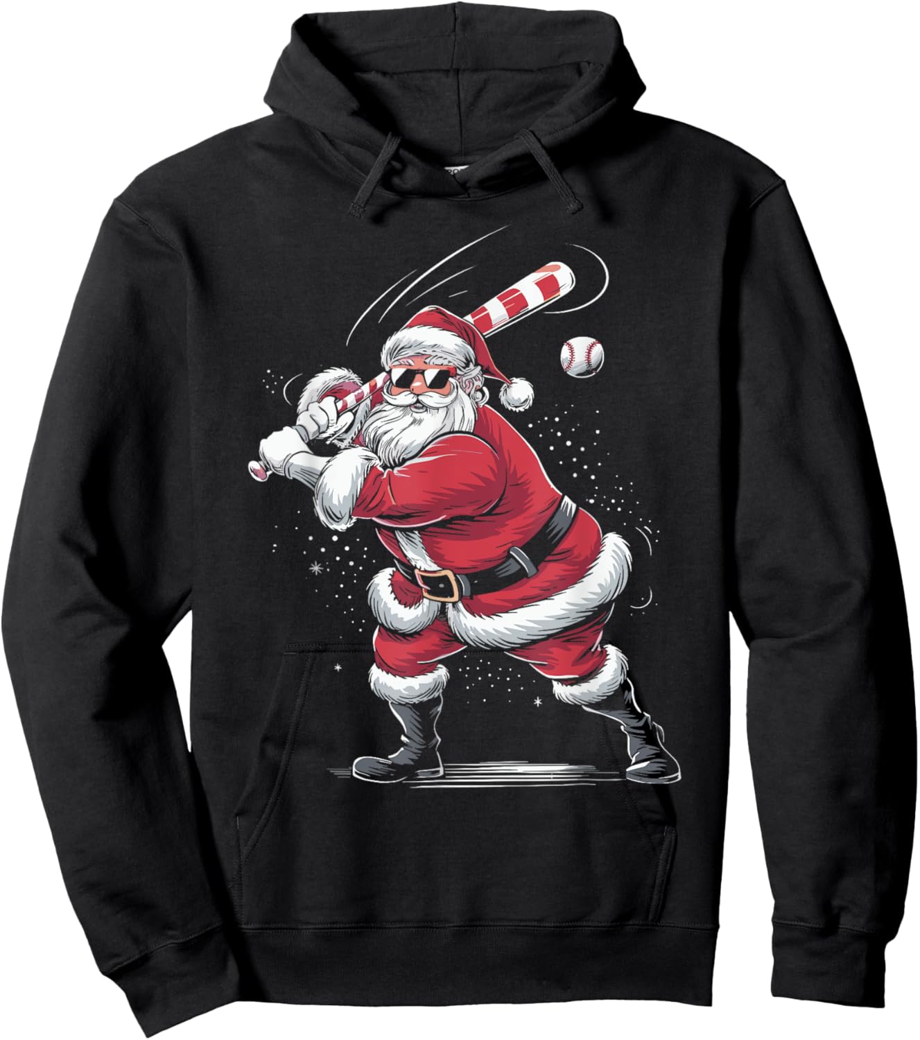Santa Playing Baseball Christmas Baseball Player Men Boys Hoodie - Hoodie | Black
