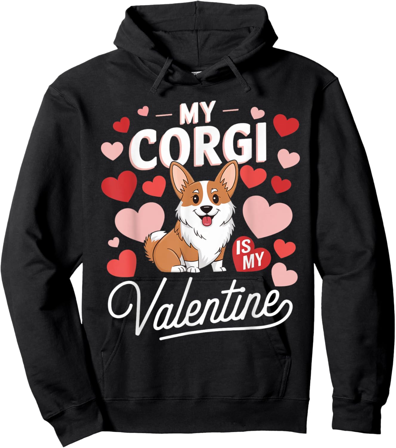 My Corgi Is My Valentine Cute Funny Dog Lover Valentine Hoodie - Hoodie | Black