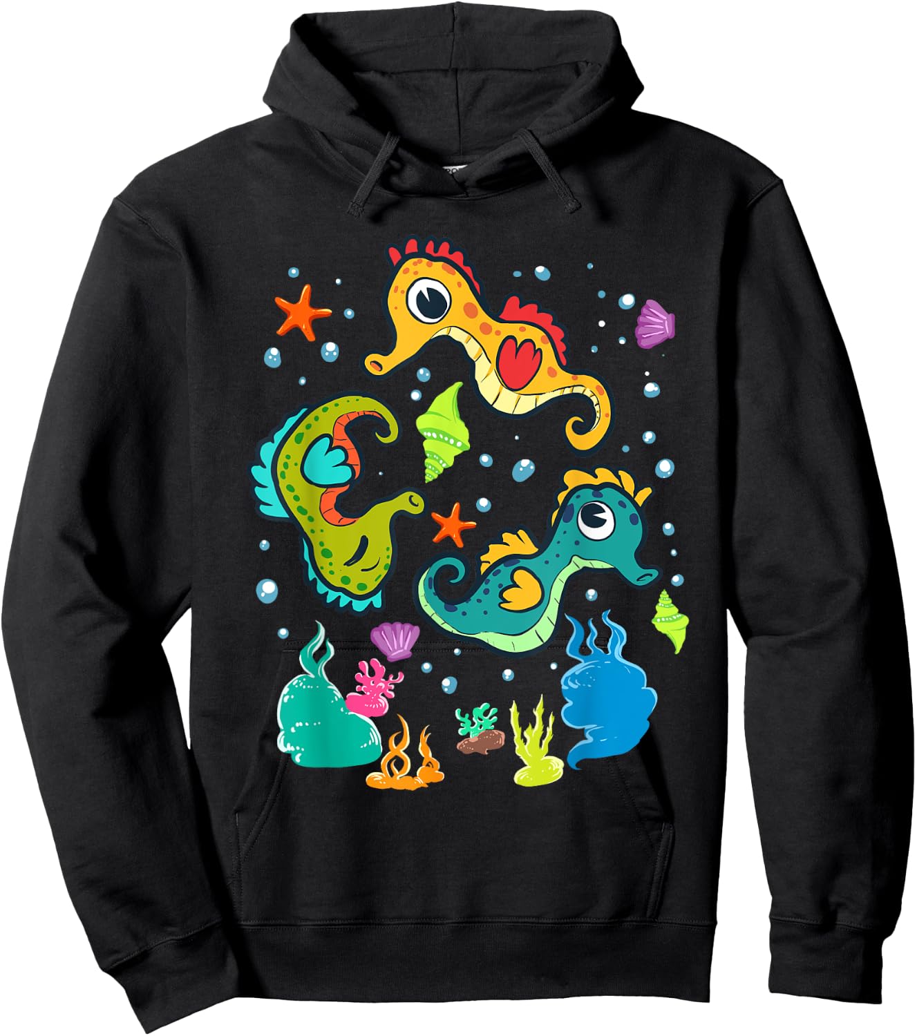 Cute Colorful Sea Horses Sea Life Ocean Seahorse Hoodie - Hoodie | Black