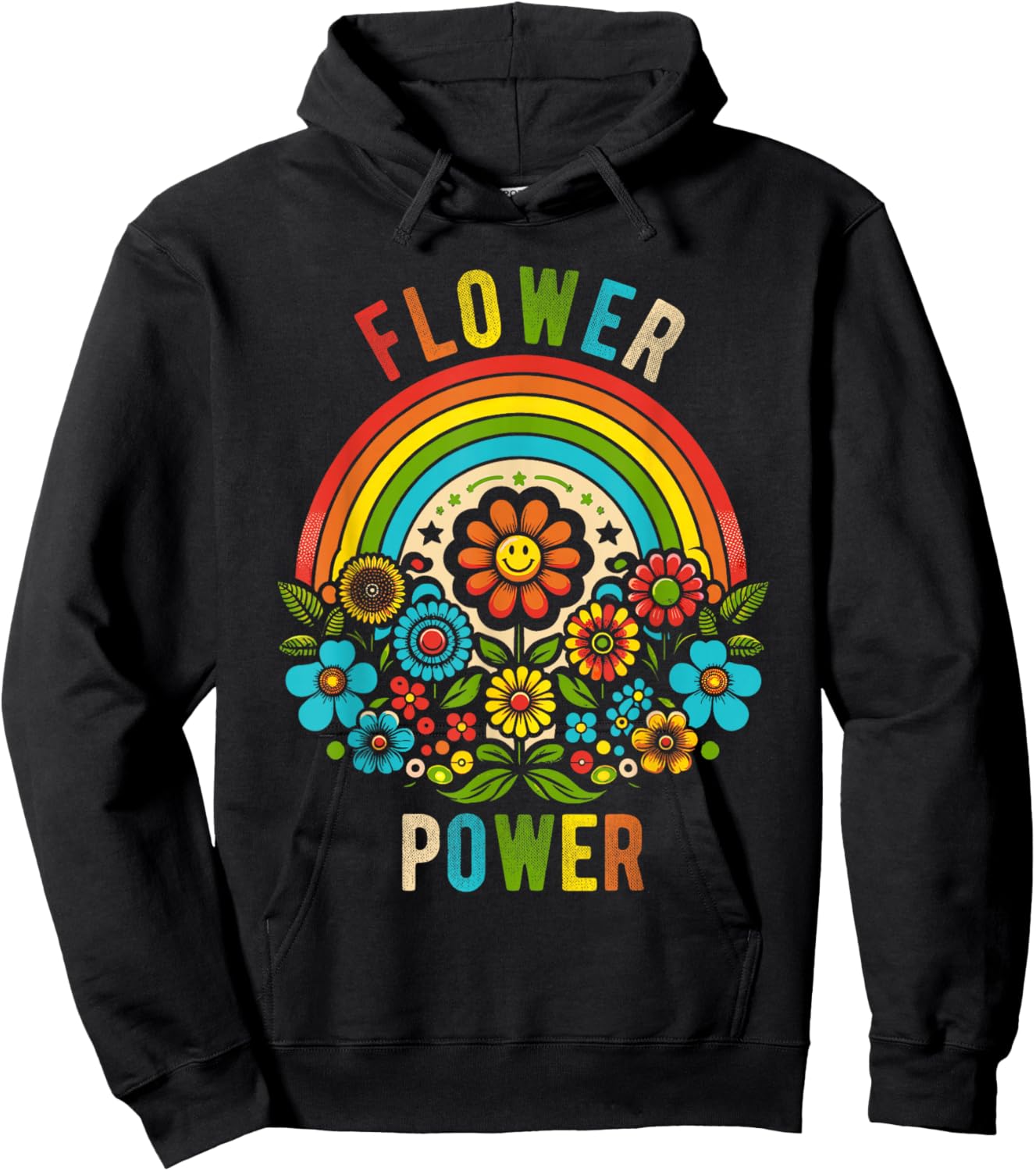 Flower Power Retro Nature Nostalgia Vintage Outdoor Power Hoodie - Hoodie | Black