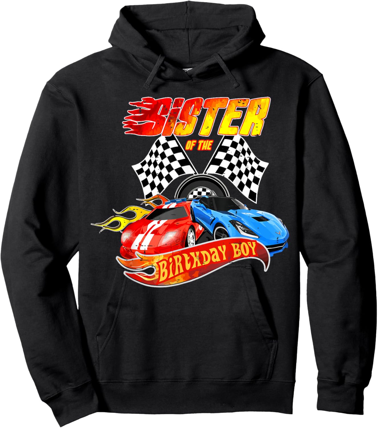 Sister Of The Birthday Boy Race Car Birthday Party Racing Hoodie - Hoodie | Black