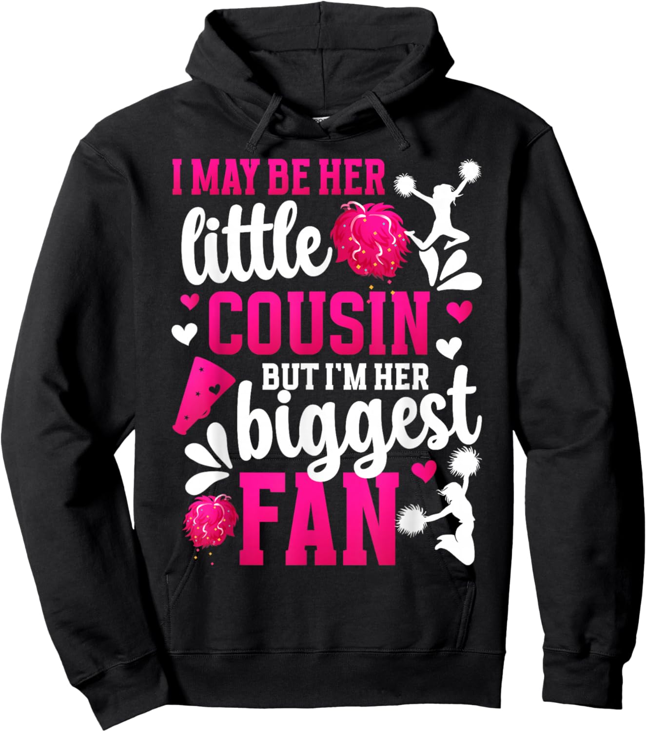 Little Cousin Cheer Cousin Of A Cheerleader Cousin Hoodie - Hoodie | Black