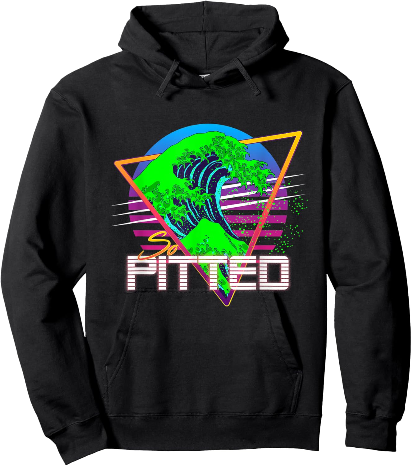 So Pitted Kanagawa Great Wave Retrowave Outrun Surfing Hoodie - Hoodie | Black