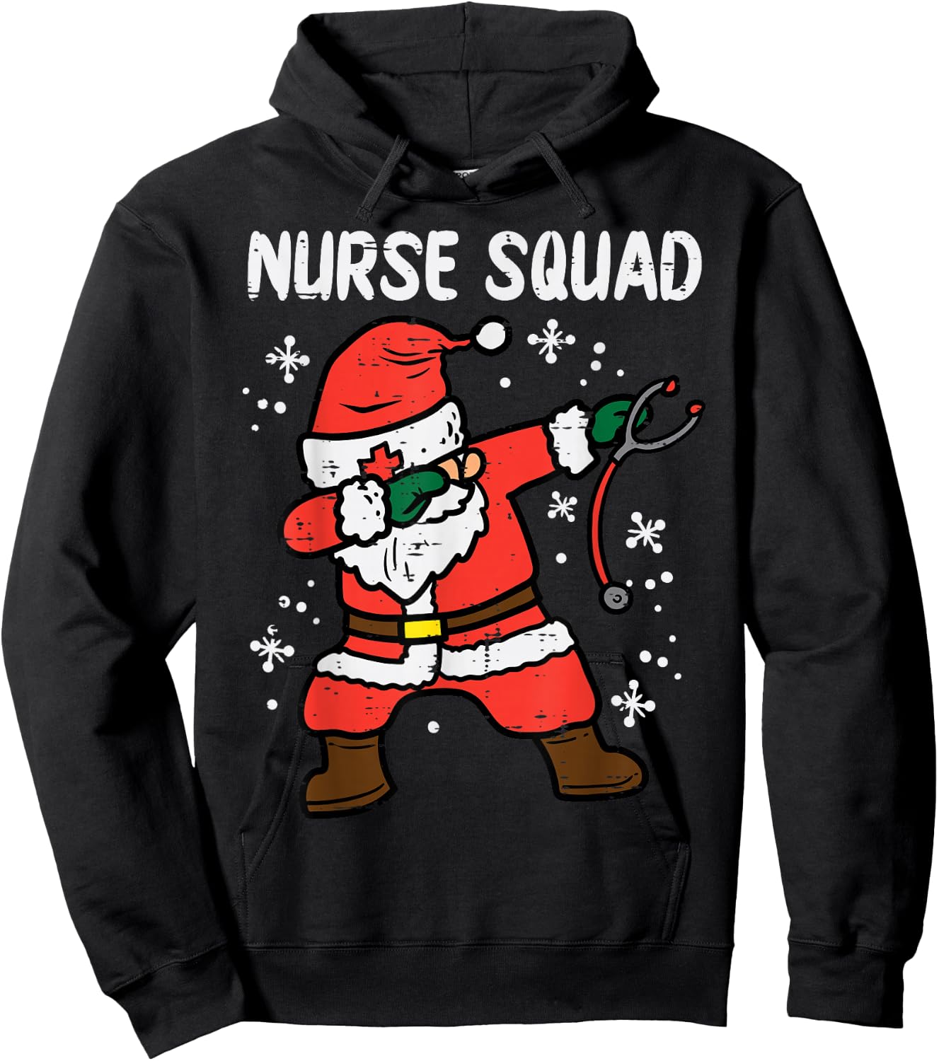 Santa Dab Nurse Squad Christmas Xmas Scrub RN Medical Women Hoodie - Hoodie | Black