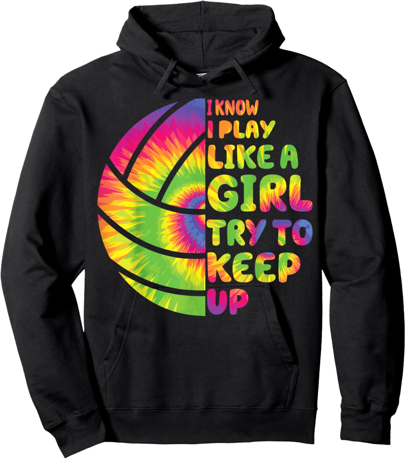 Teen Girls Volleyball t Shirt Funny Kids Player Tie Dye Hoodie - Hoodie | Black