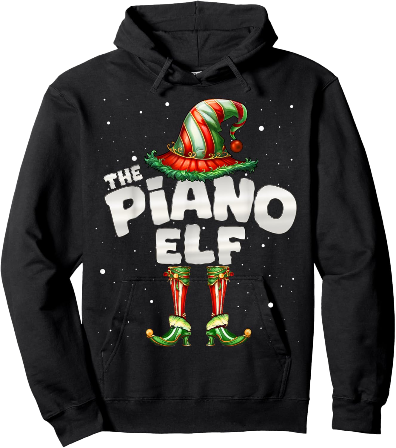 I'm The Piano Elf Family Matching Group Christmas Party Hoodie - Hoodie | Black
