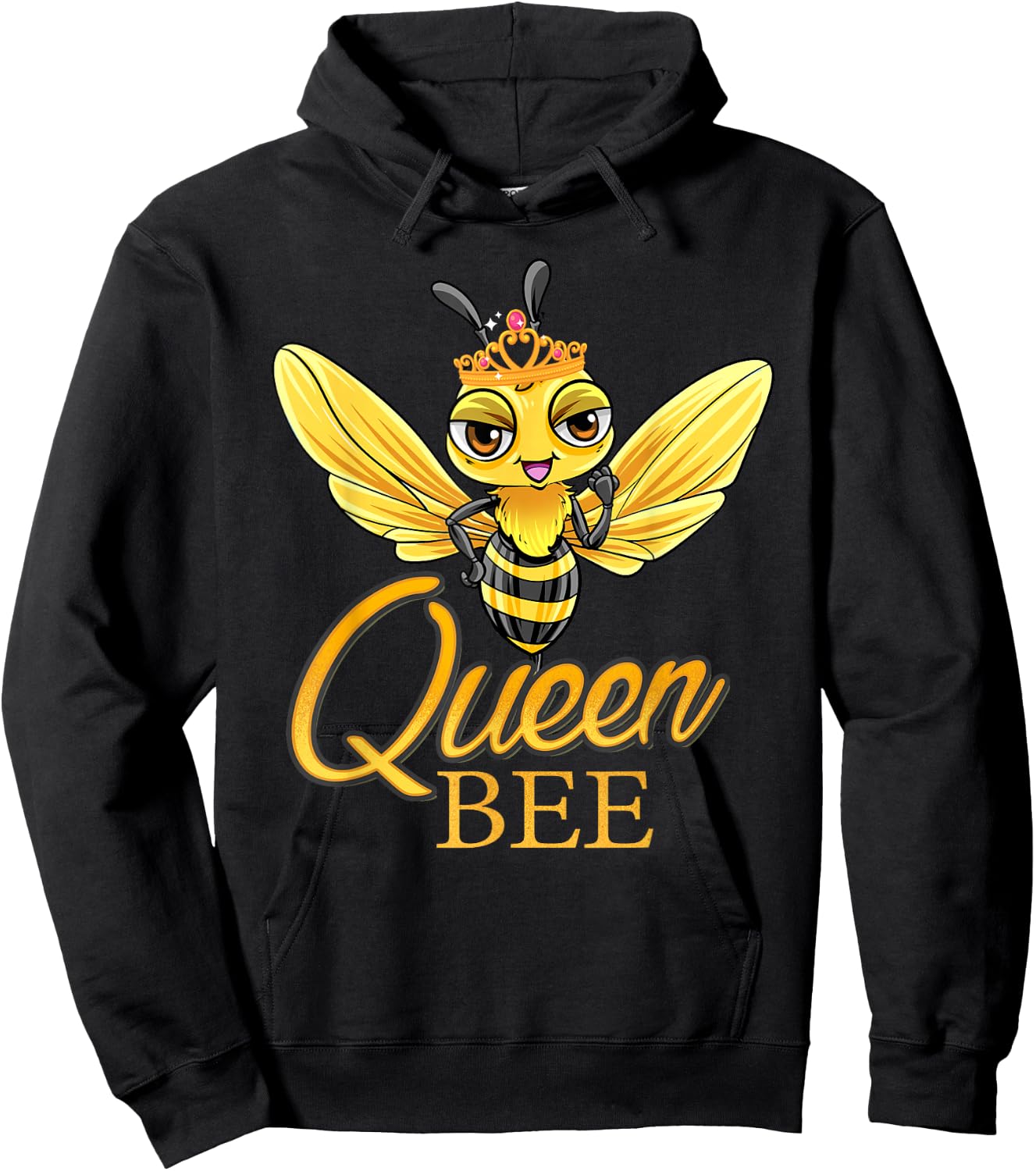 Queen Bee Crown Women Girls Mom Wife Daughter Honeybee Hoodie - Hoodie | Black
