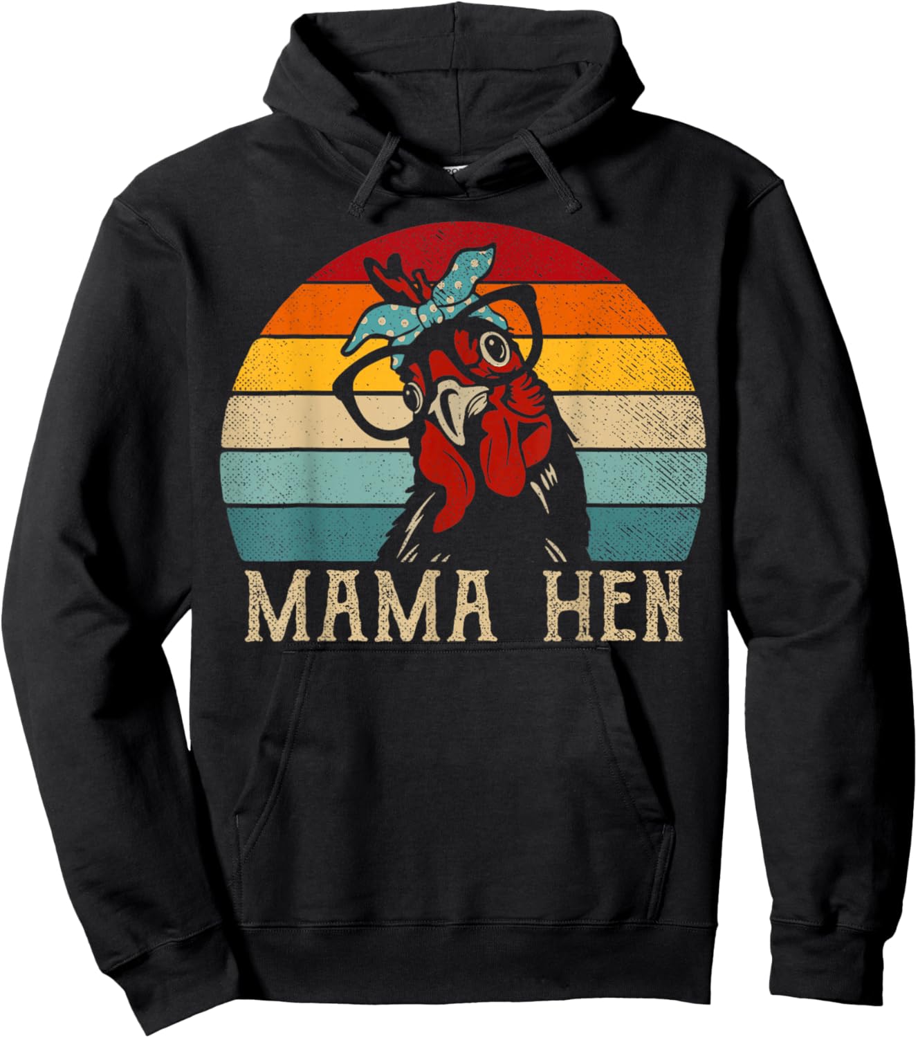 Funny Mama Hen Vintage Retro Chicken Mom Mother Hoodie - Hoodie | Black