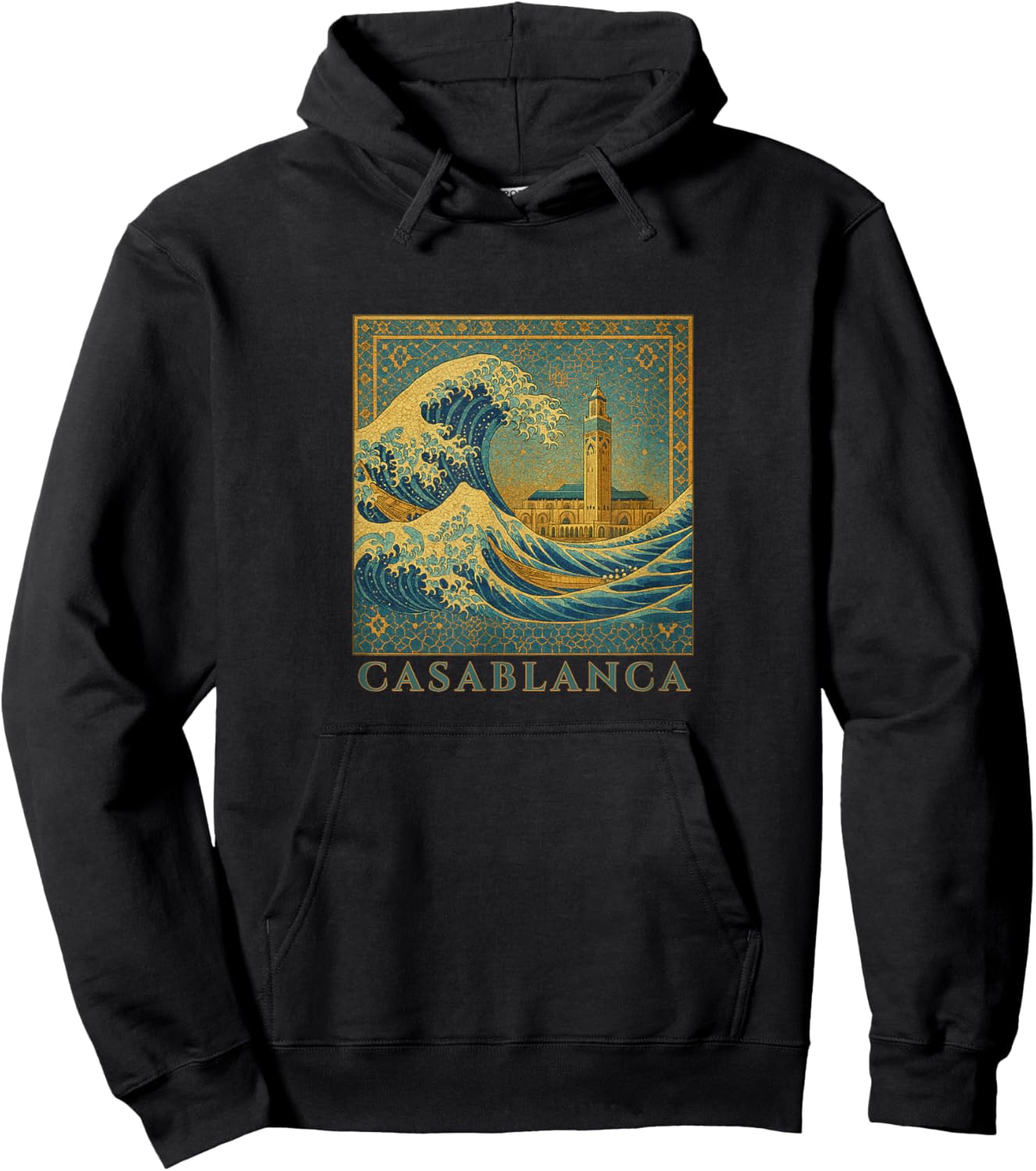 The Great Mosque Wave / Casablanca / Kanagawa Remix Hoodie - Hoodie | Black