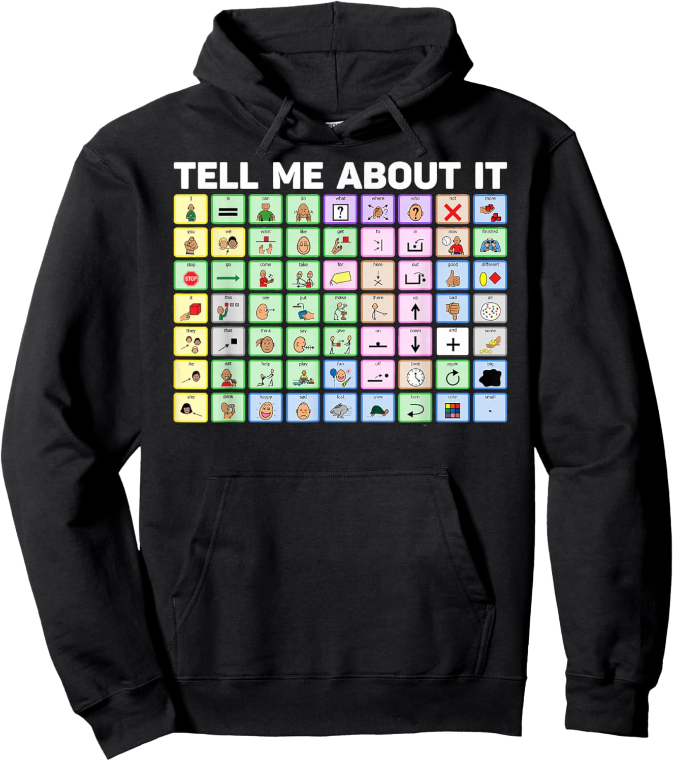 Tell Me About It Speech Language Pathology AAC Sped Teacher Hoodie - Hoodie | Black
